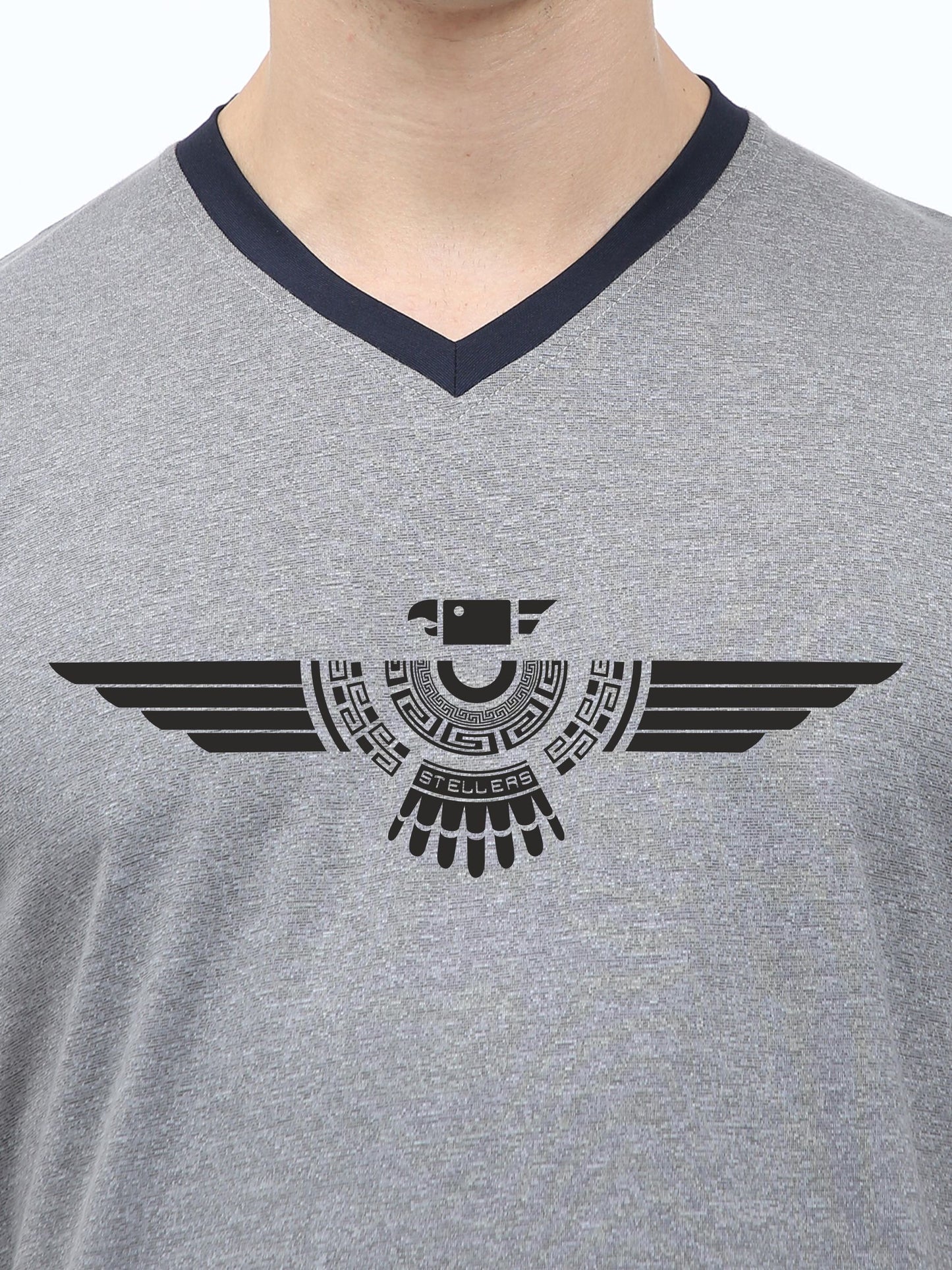 Grey Men's Cotton vee neck t shirts