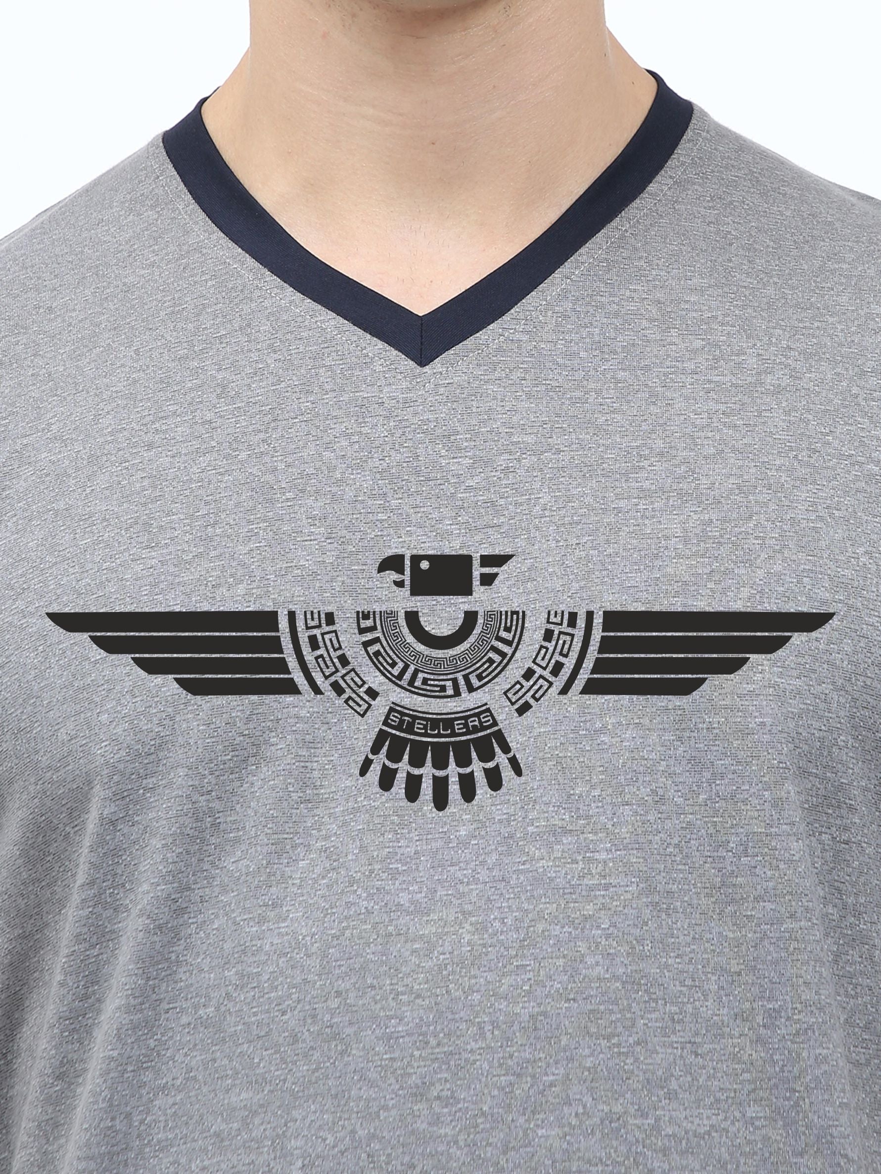 Grey Men's Cotton vee neck t shirts