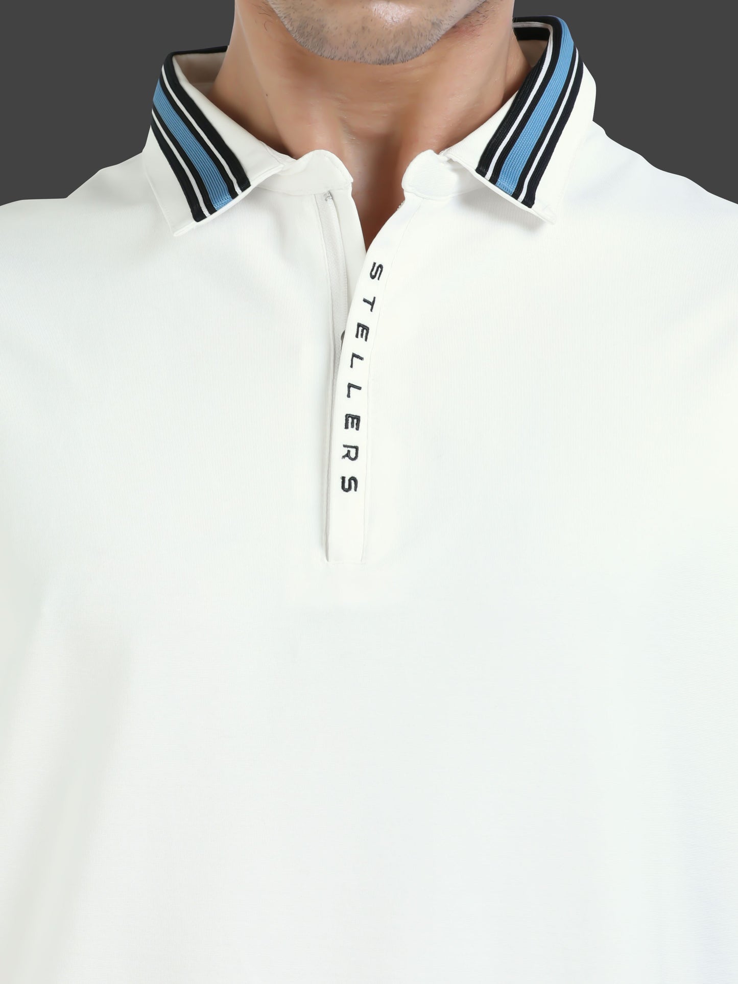 White Men's Zipper Polo T-Shirt | Wrinkle-Free | Quick Dry |  Odour-Free | Stretchable | UV Protected