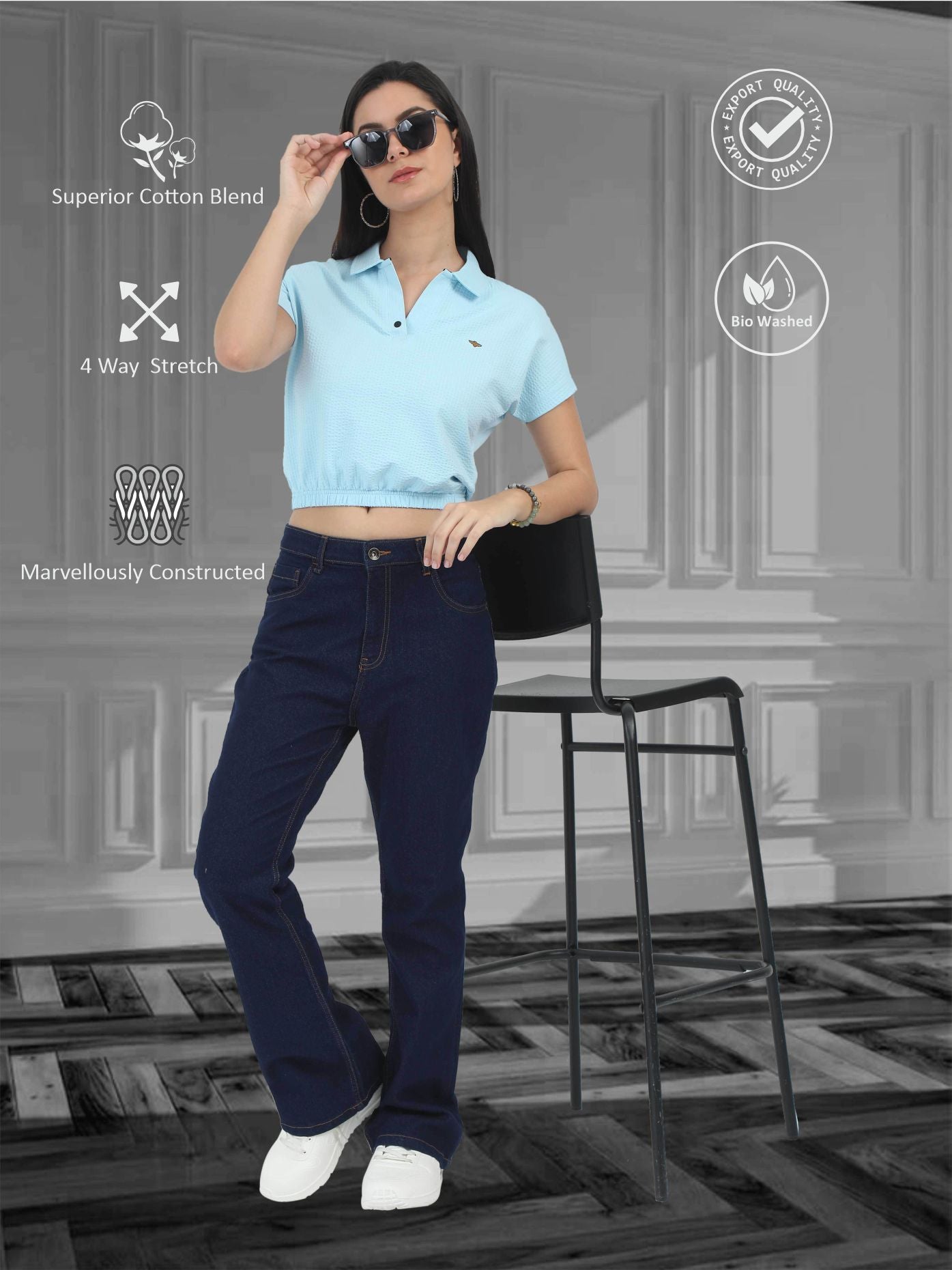 Ice Blue Women's Crop Tops