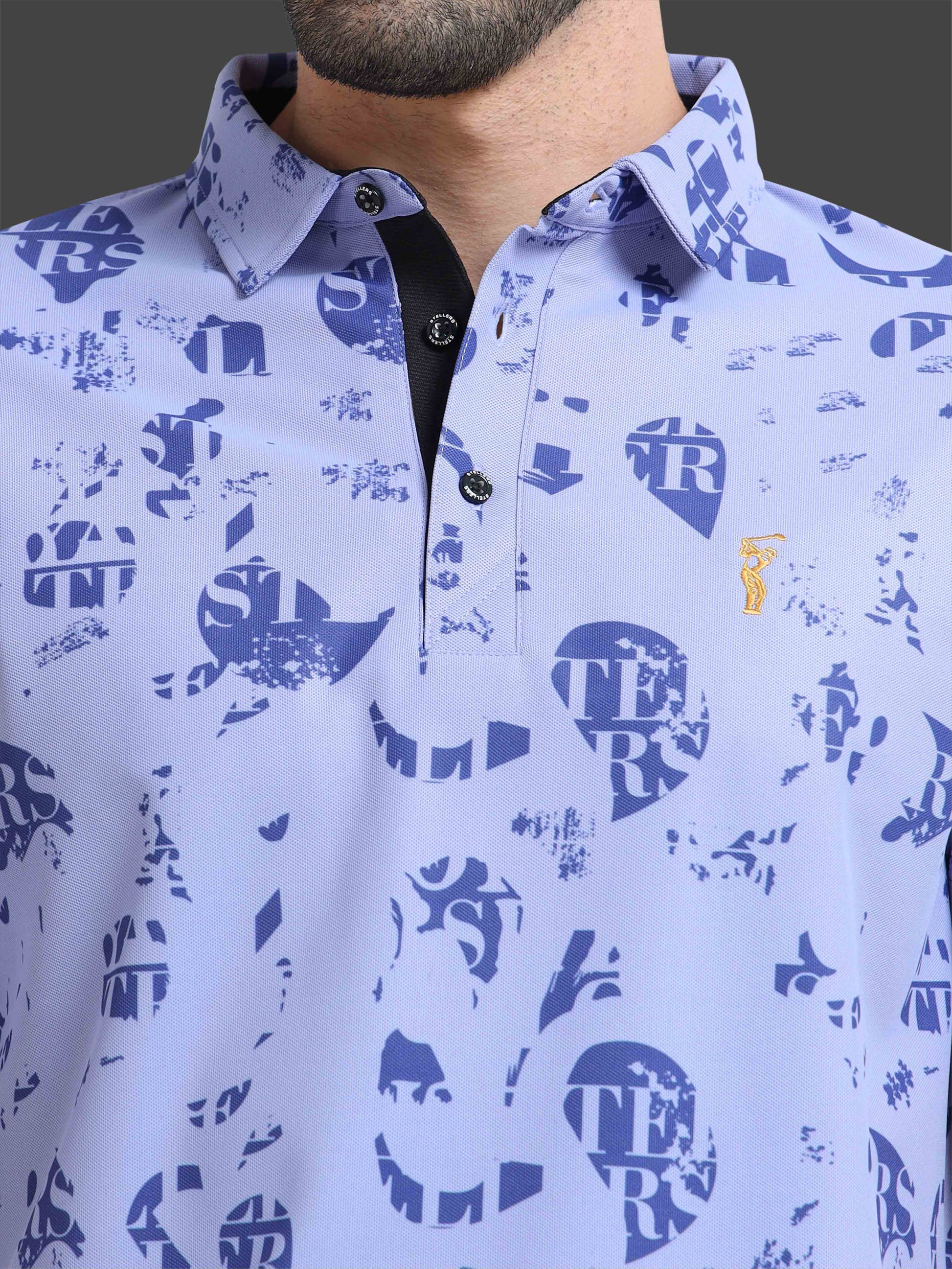 Camstel Purple Printed Polo T Shirt for Men 