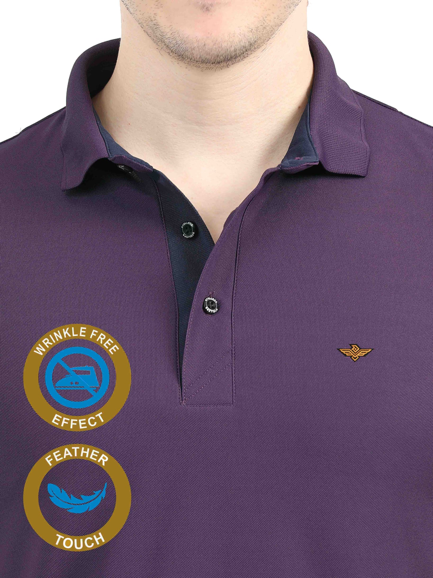 Men Black Currant Premium Polo T-Shirt | Quick Dry | Stretchable | UV Protected | Wrinkle & Odour-Free
