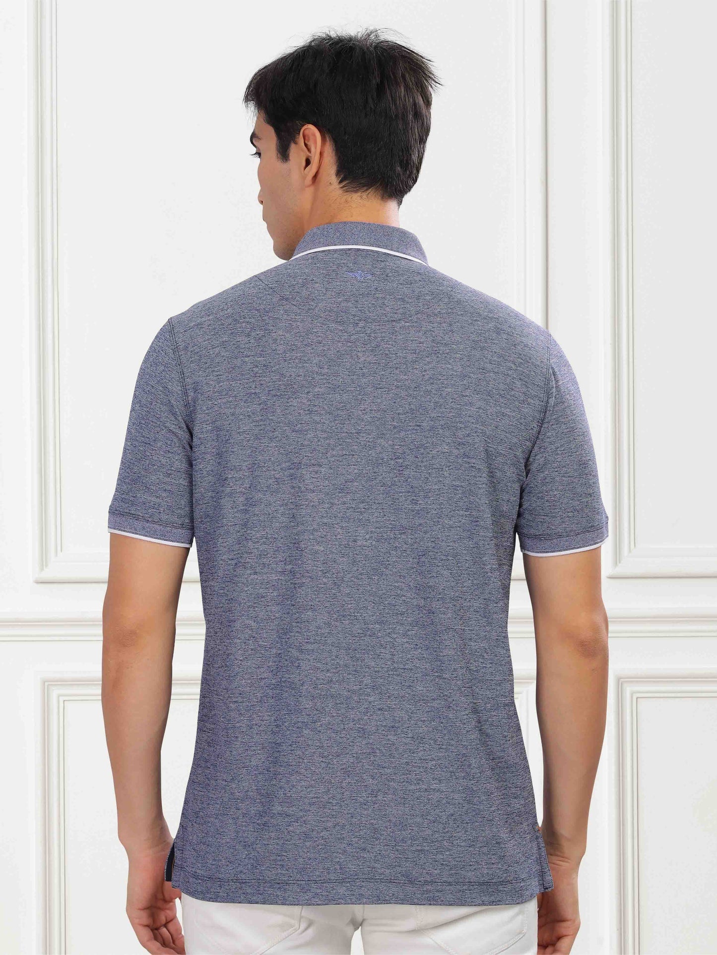 Navy Milange Men's Tipping Polo T Shirt