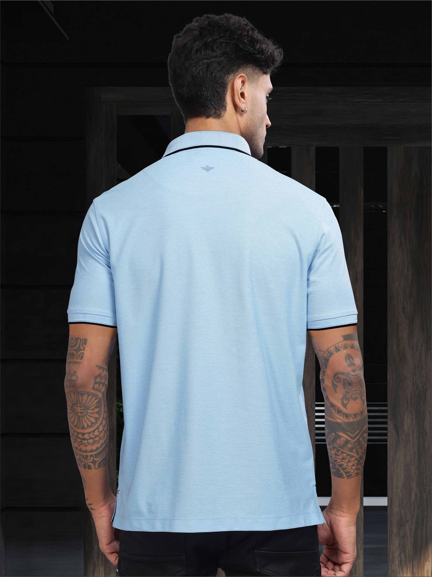 Sky Blue Men's Tipping Polo T Shirt