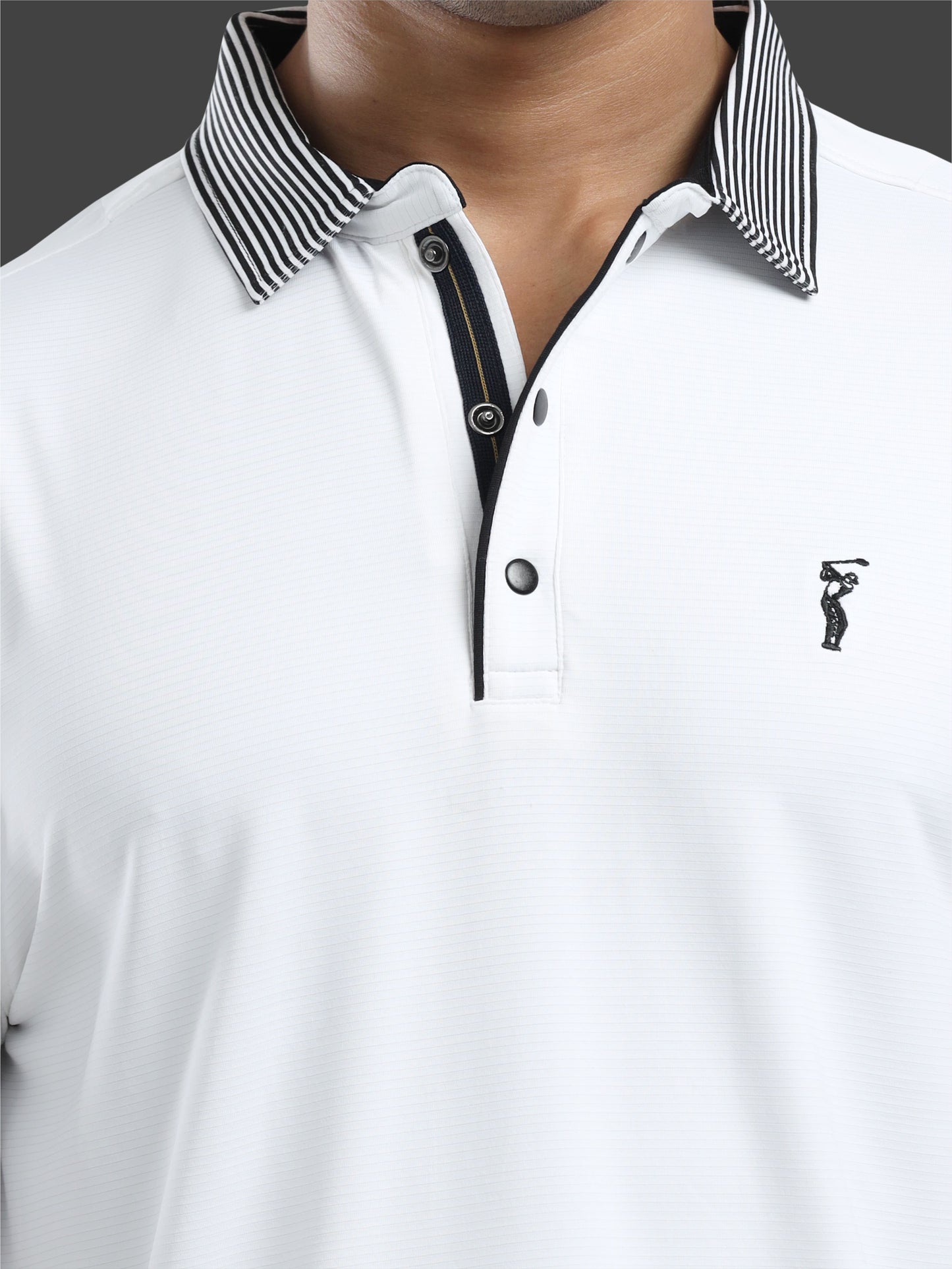 Men Premium Ultra Stripes Polo T-Shirt - White | Feather Touch Feel | Light Weight | Stretchable | Sustainable