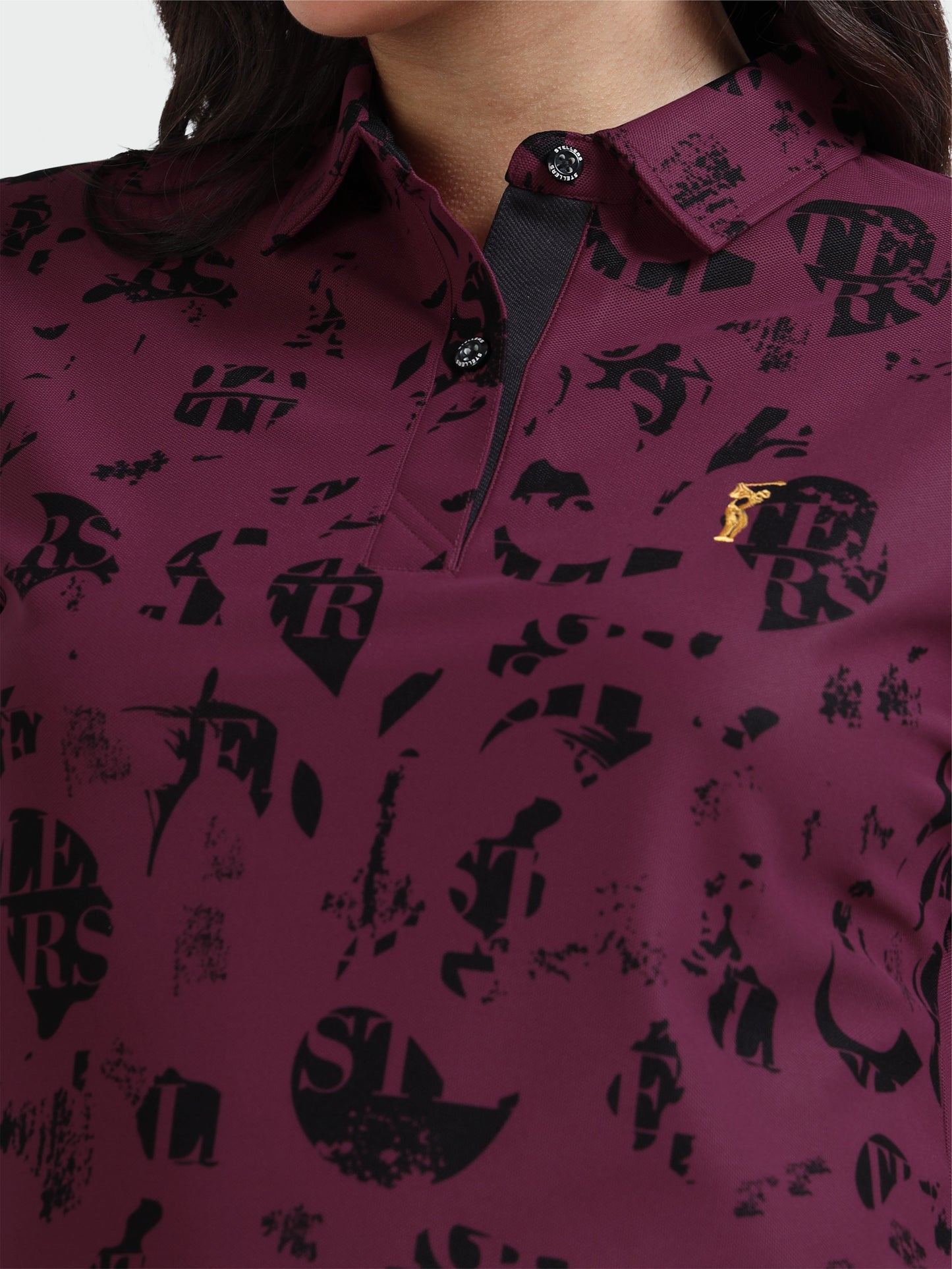 Magenta Camstel Printed Polo T Shirt for Women