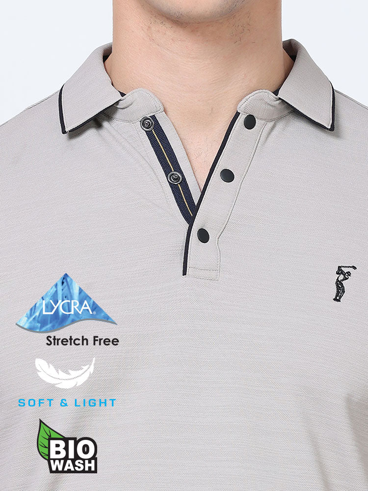 Moose Grey Premium Pique Crush Polo T-Shirt