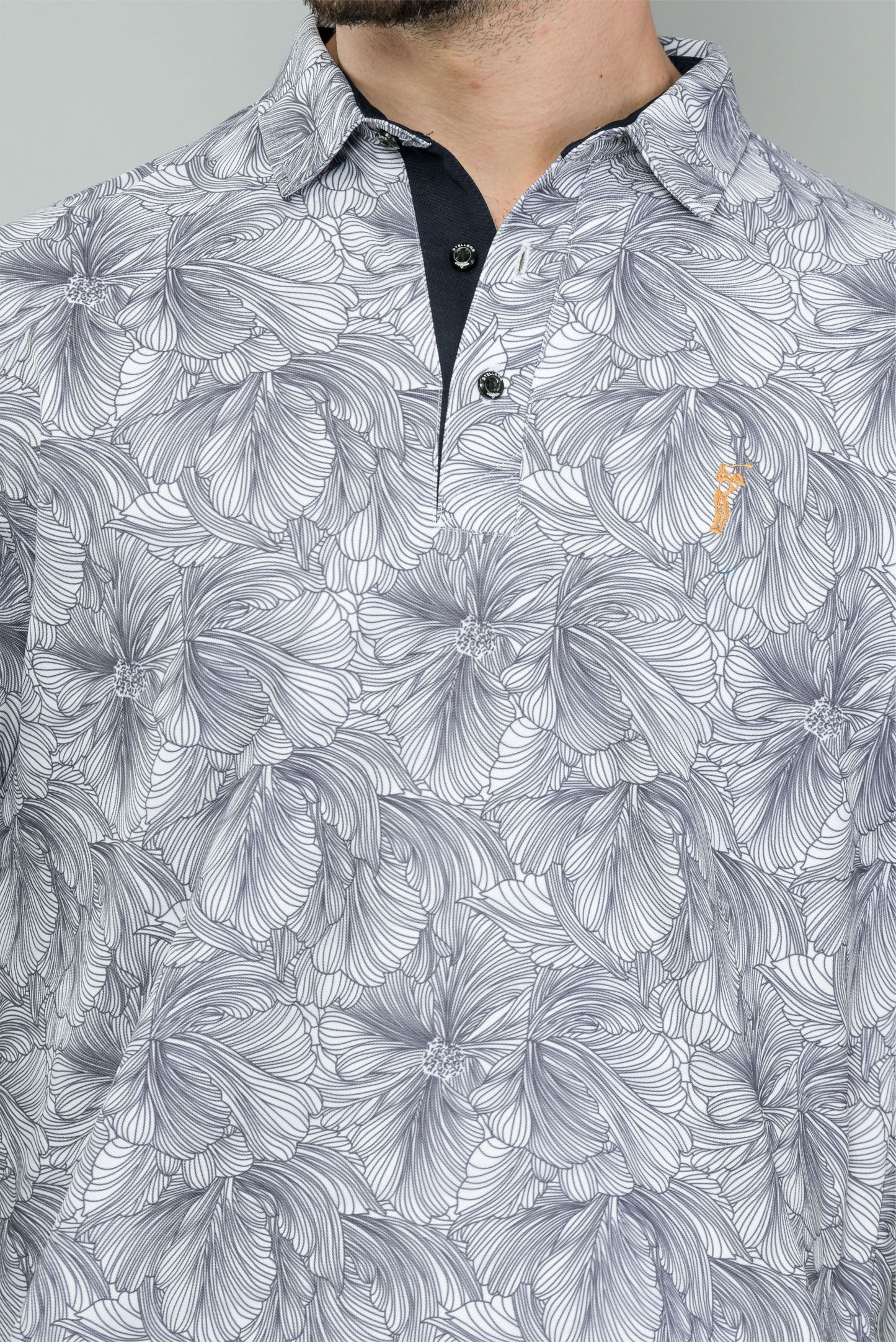 White Men's Floral Print Golf Polo T-Shirts | Quick Dry | Stretchable | UV Protected | Wrinkle & Odour-Free