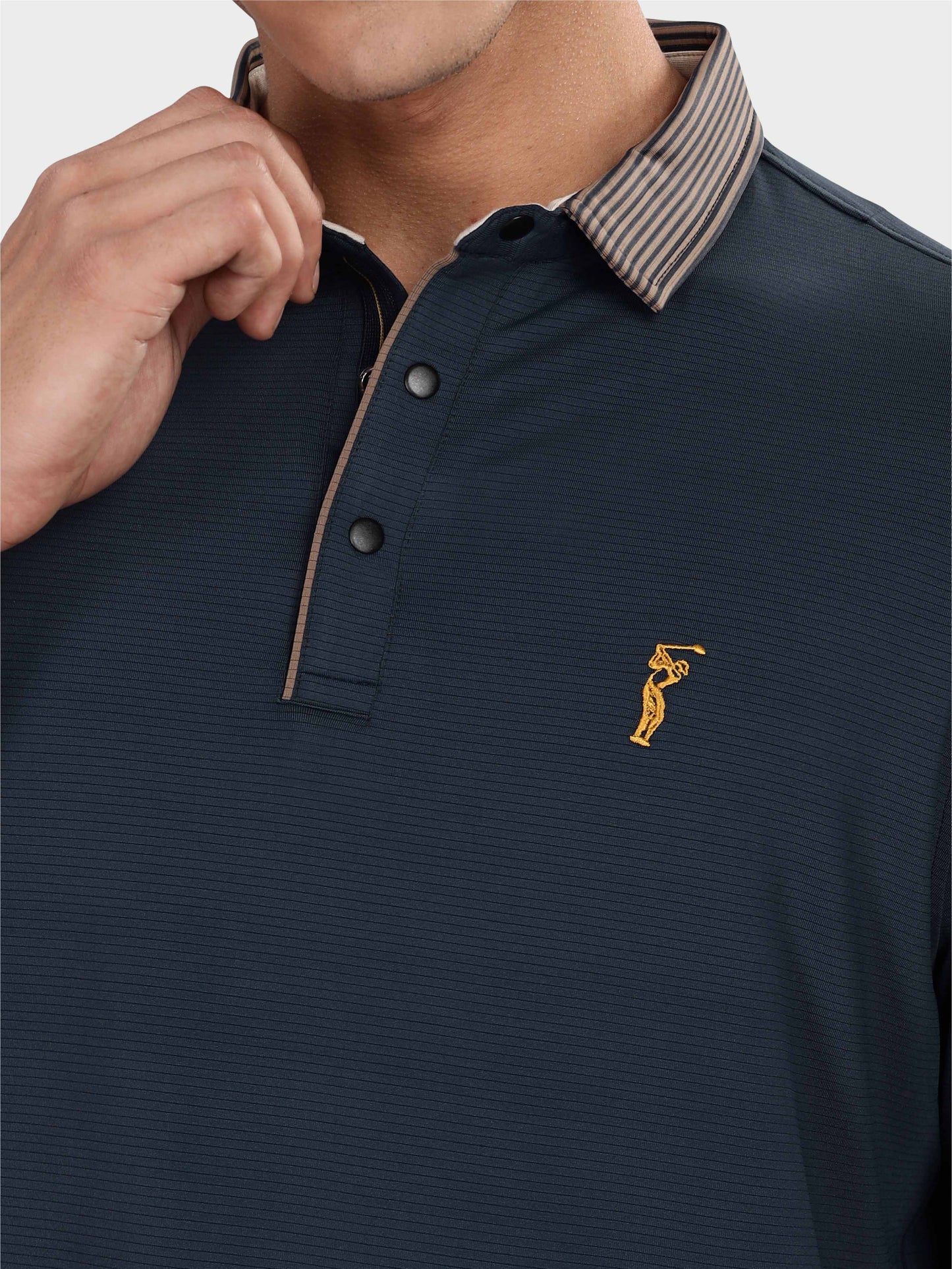 Men Premium Ultra Stripes Polo T-Shirt - Navy Blue | Feather Touch Feel | Light Weight | Stretchable | Sustainable