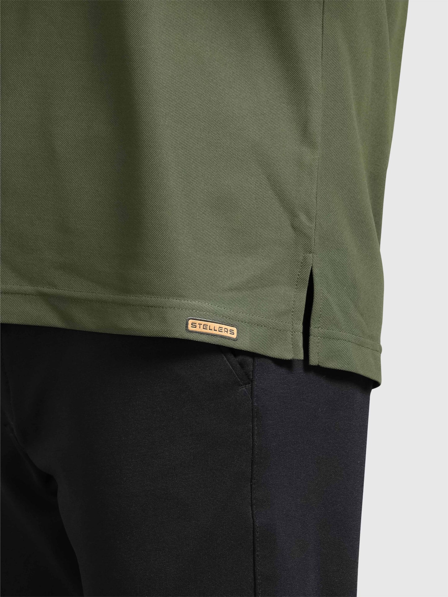 Men’s Olive Green Chinese Collar Polo T-shirt – Raglan Sleeves | Wrinkle-Free | Quick Dry |  Odour-Free | Stretchable | UV Protected