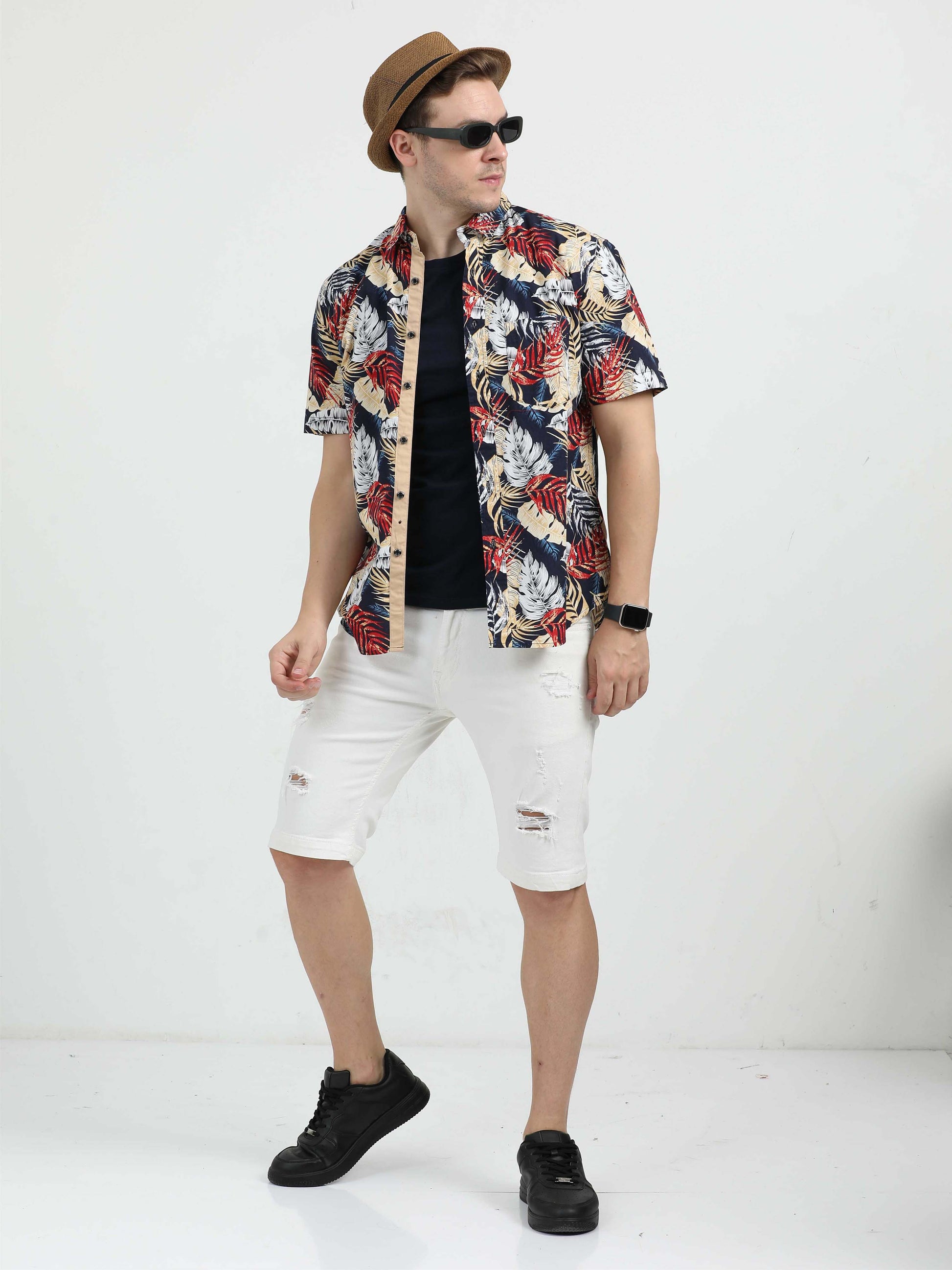Maroon Printed Casual Shirt for Men