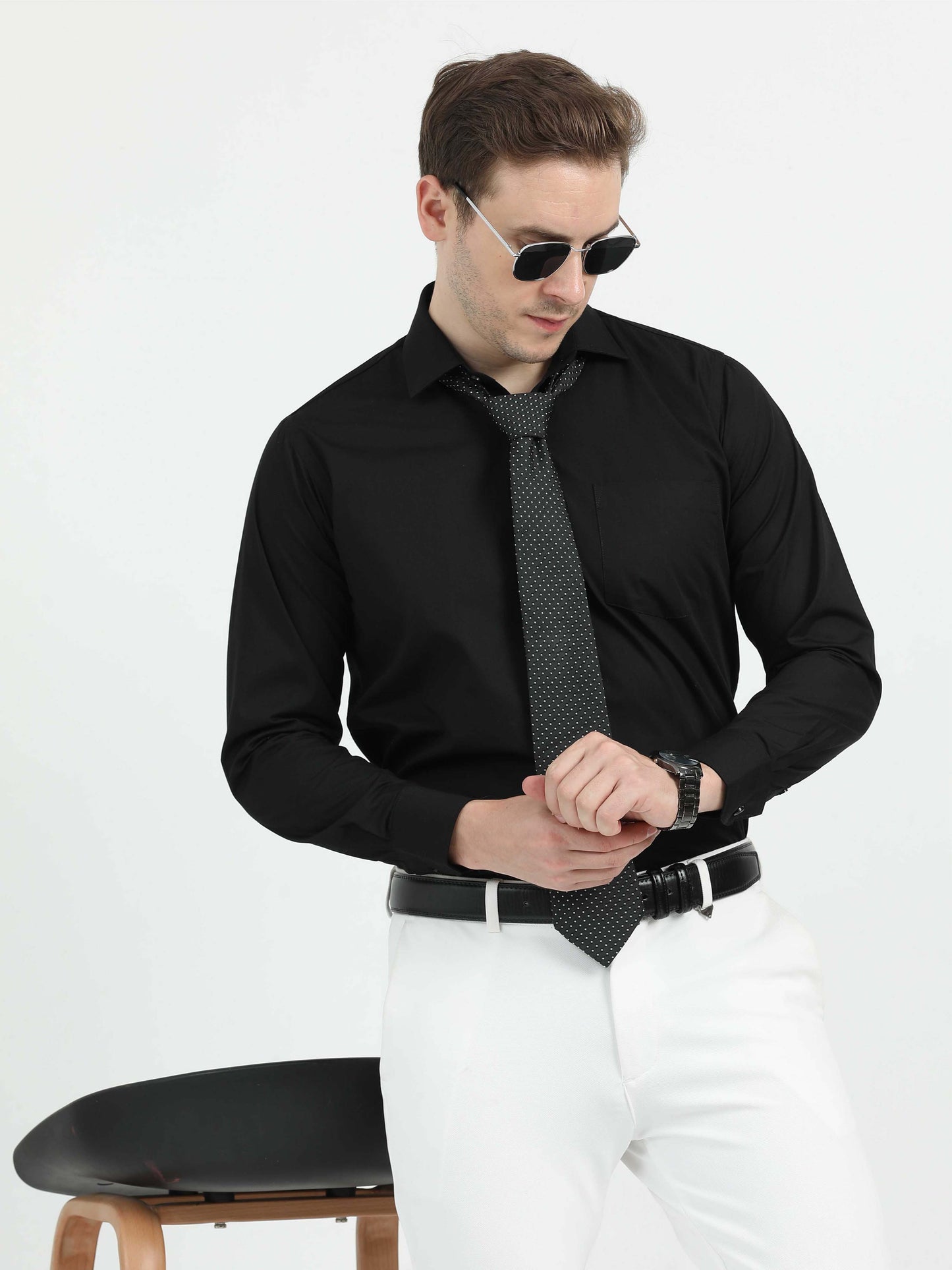 Black Men's Premium Poplin Office Formals
