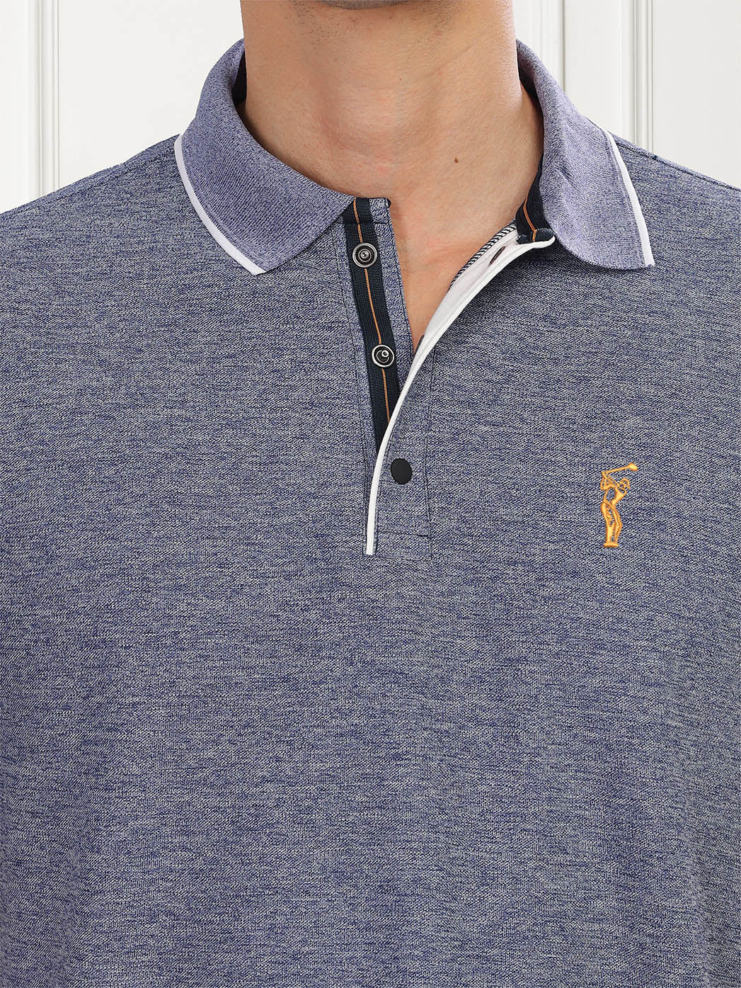 Navy Milange Men's Tipping Polo T Shirt