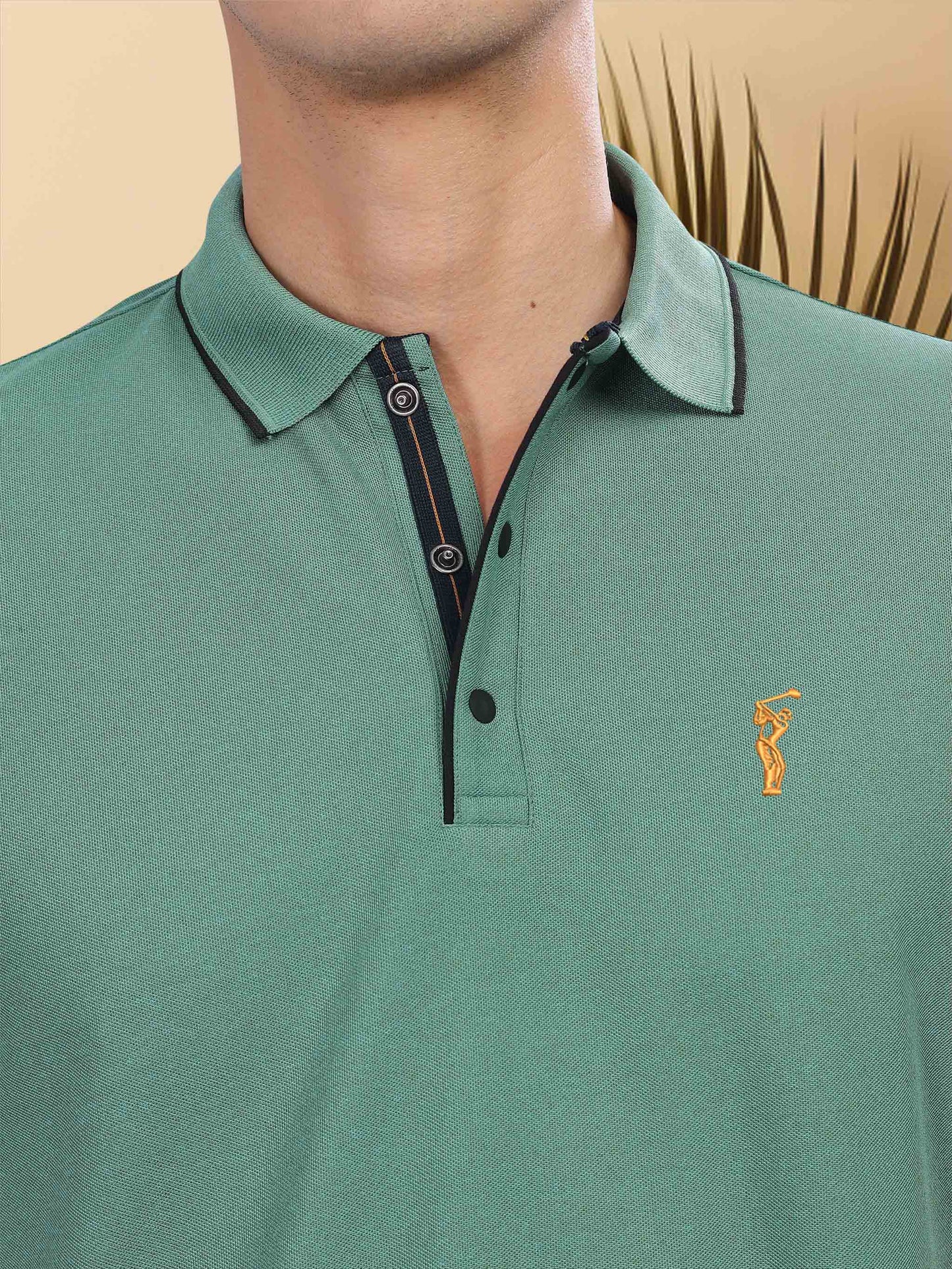 Aqua Green Men's Tipping Polo T-Shirt 