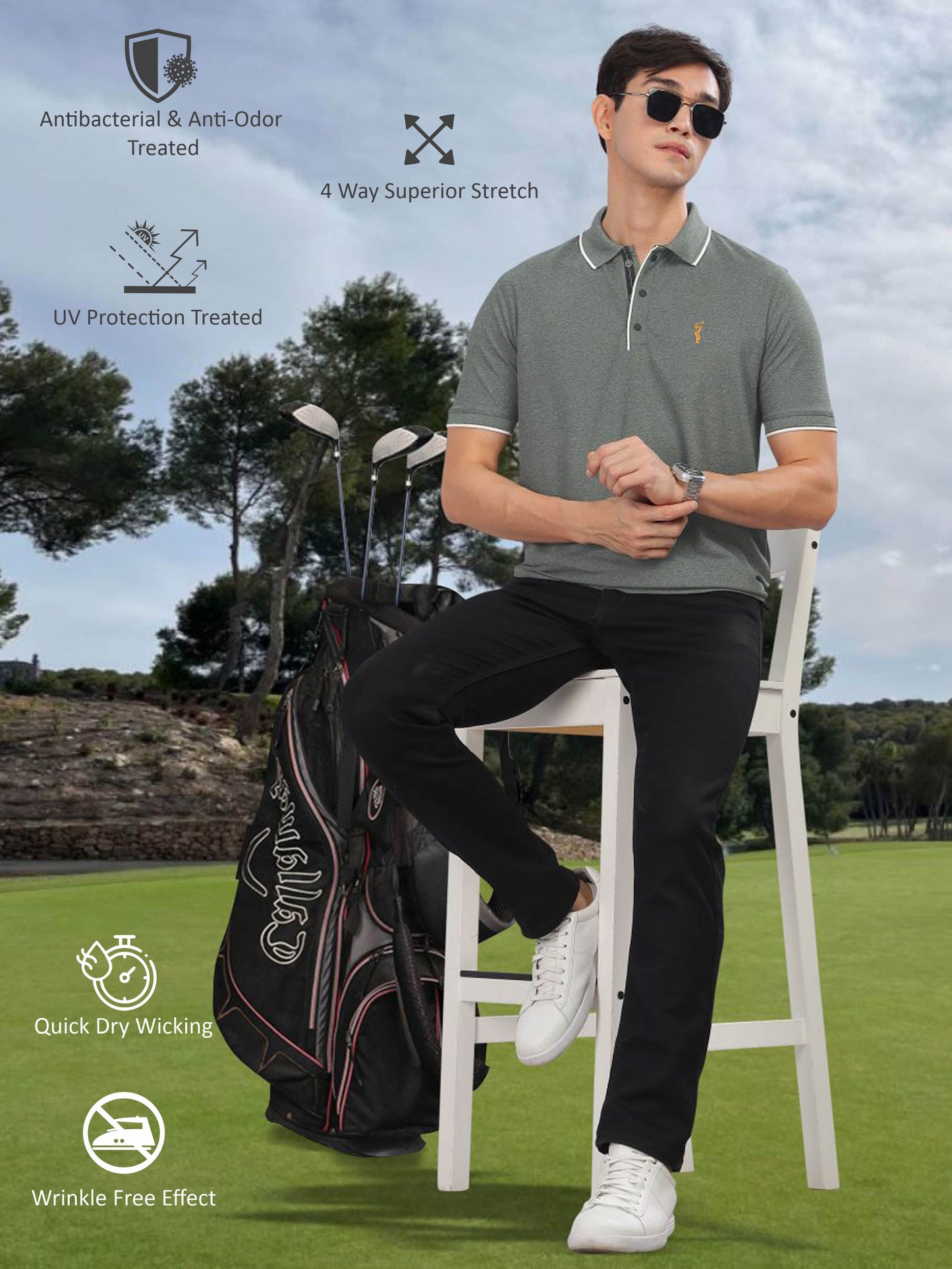 Charcoal Grey Men's Tipping Polo T-Shirt