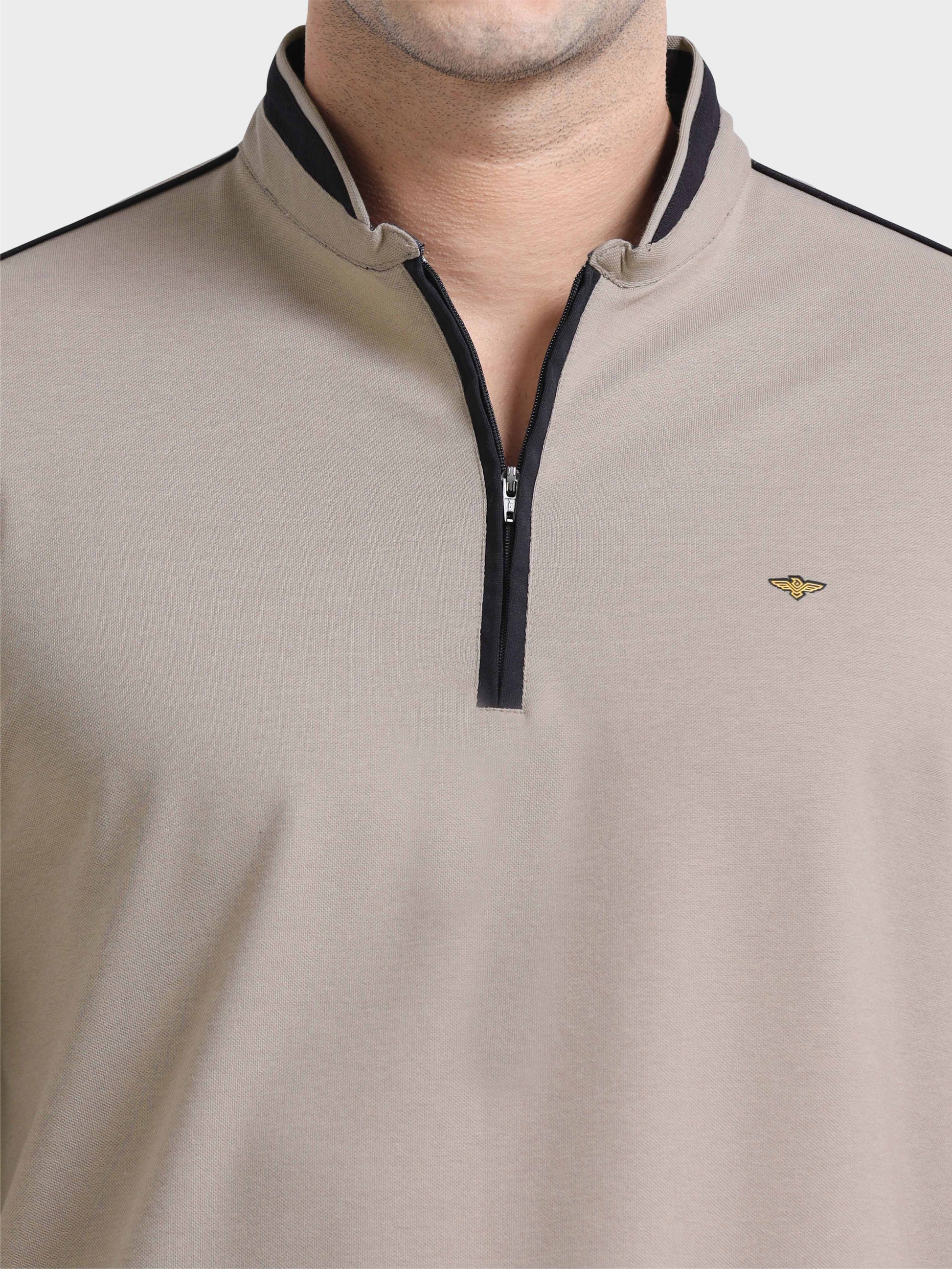 Shadow grey Full Sleeve Polo T Shirt for Men