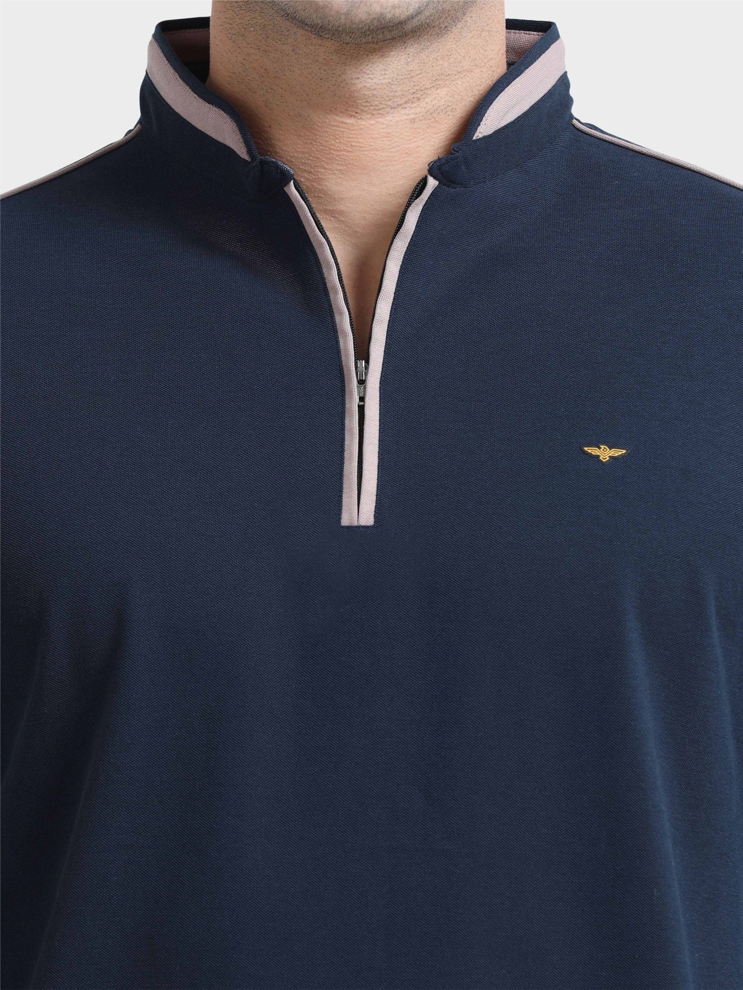 Navy Blue Full Sleeve Polo T Shirt for Men