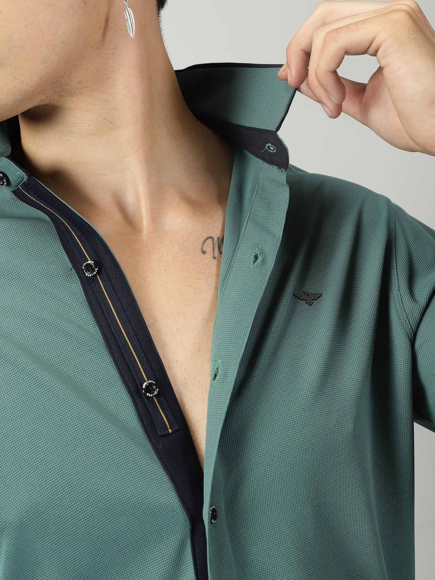 Men's Premium Knitted Shirts-Ivory Green
