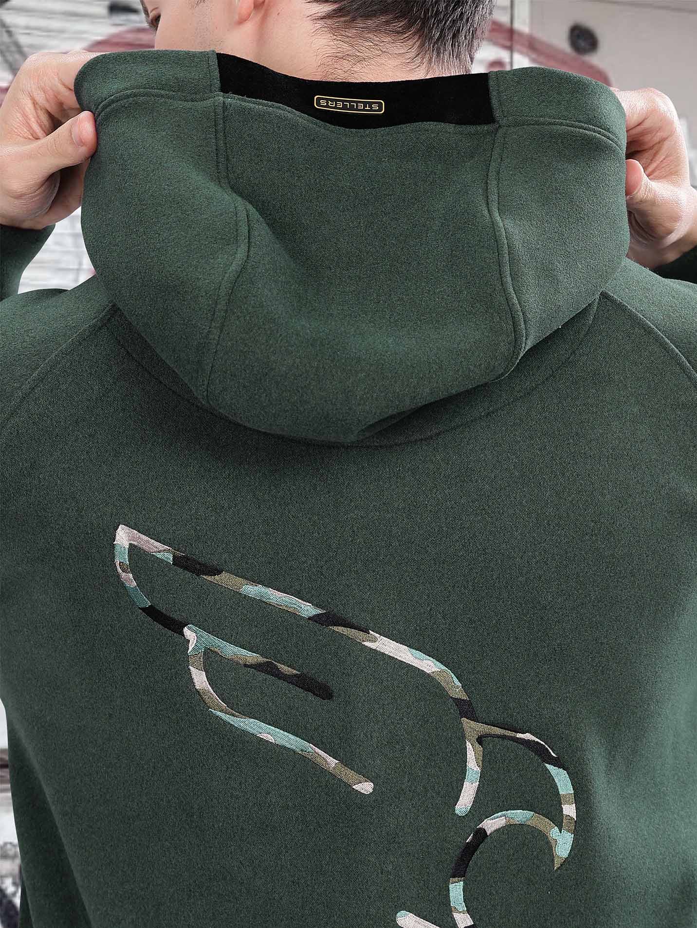 Bottle Green Zipper Hoodie for Men