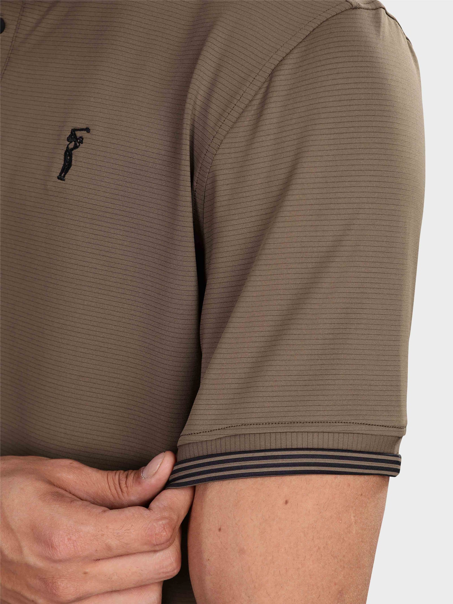 Men Premium Ultra Stripes Polo T-Shirt - Coffee Dust | Feather Touch Feel | Light Weight | Stretchable | Sustainable