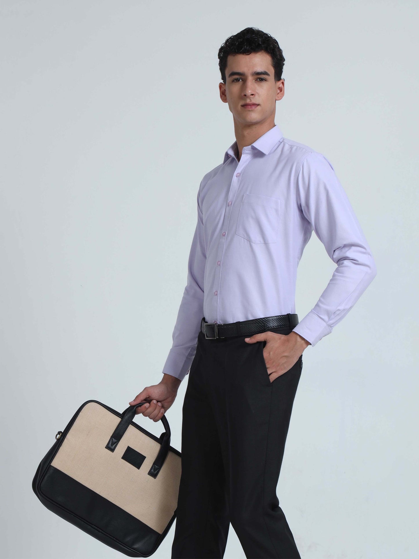 Light Purple Men's Premium Oxford Office Formals-Plus Size