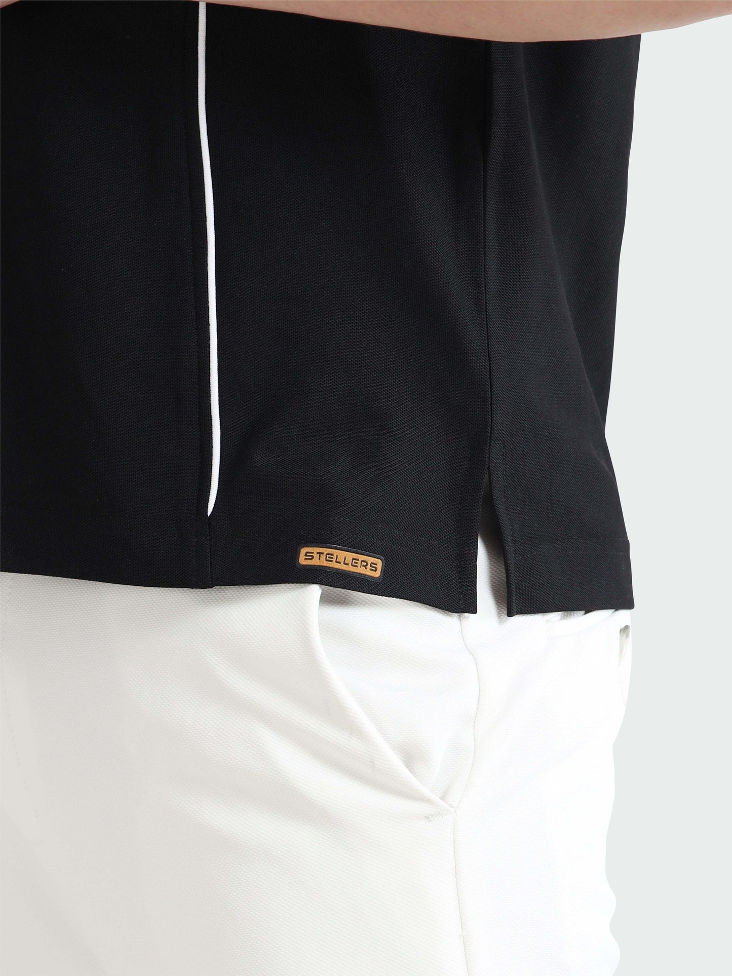 Black-Men's Piping Design Polo T-Shirt | Wrinkle-Free | Quick Dry | Stretchable |  Odour-Free | UV Protected