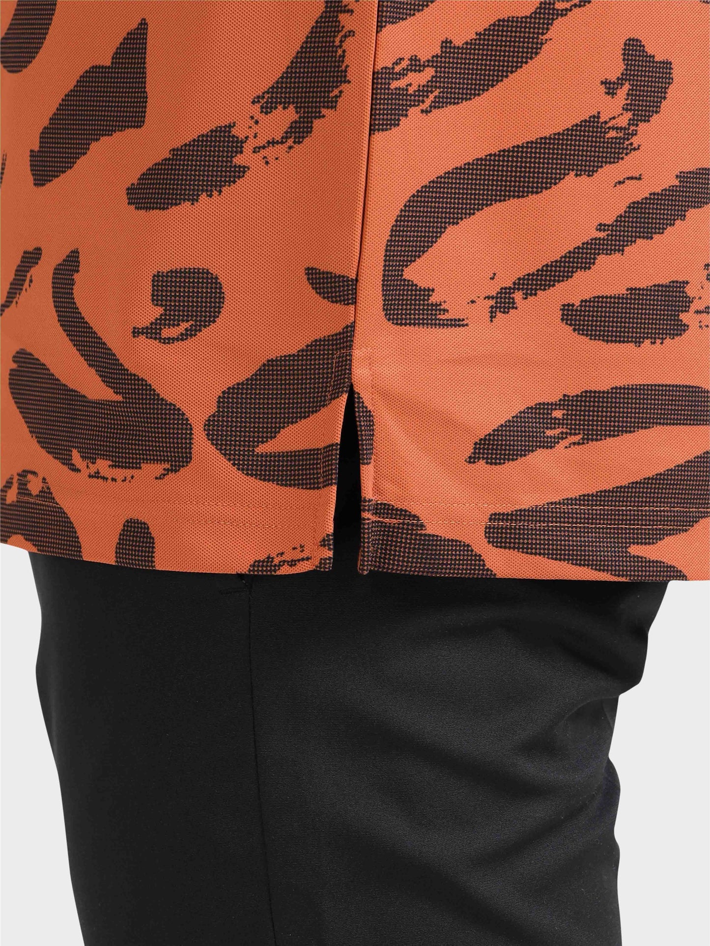 Orange Camousquare Printed Polo T Shirt for Men