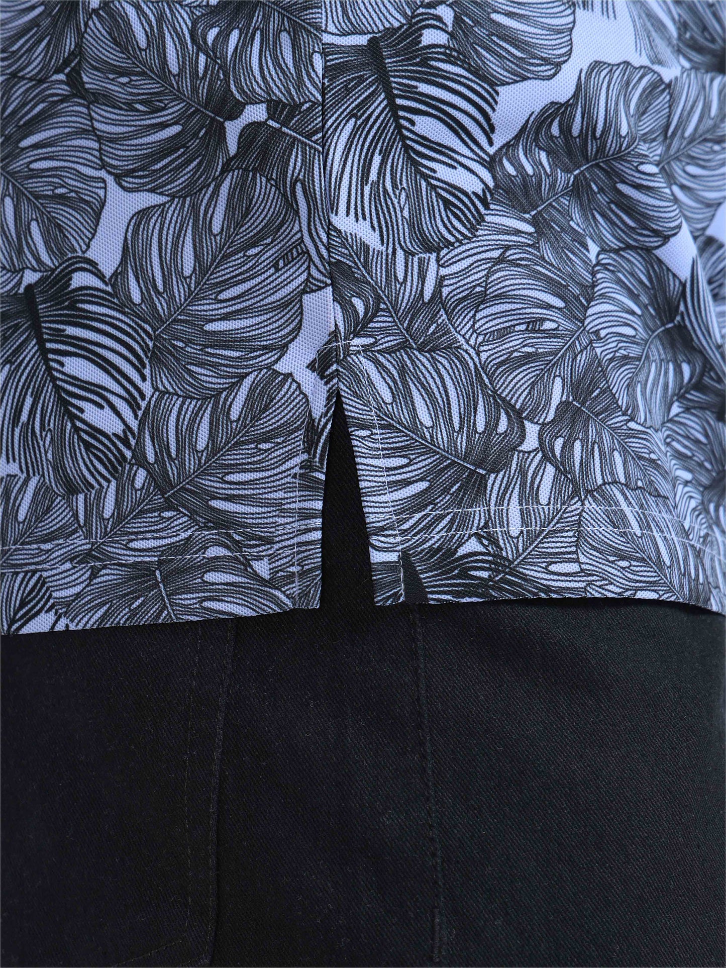 Purple Leaf Printed Polo T Shirt for Men
