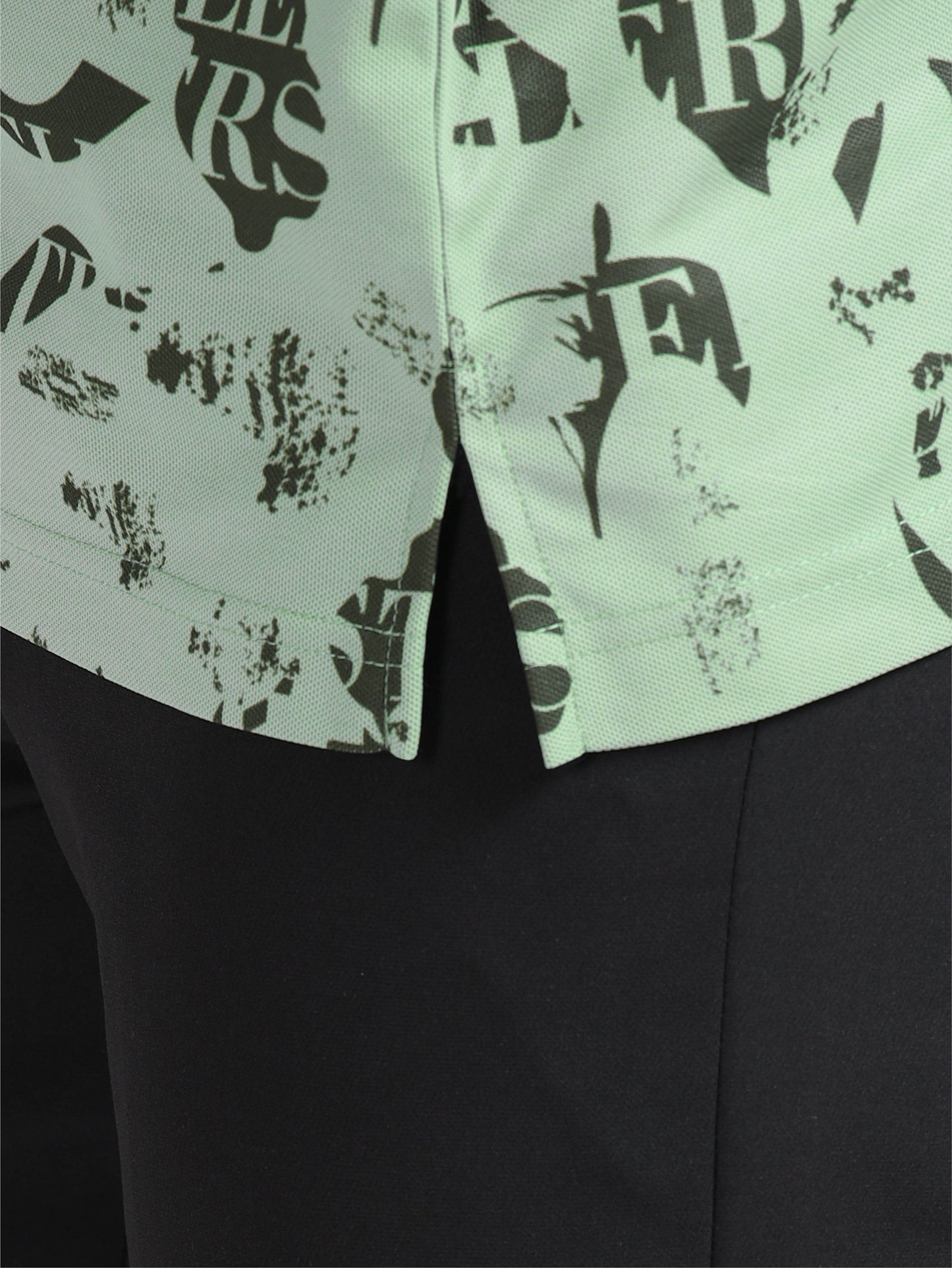 Camstel Green Printed Polo T Shirt for Men 