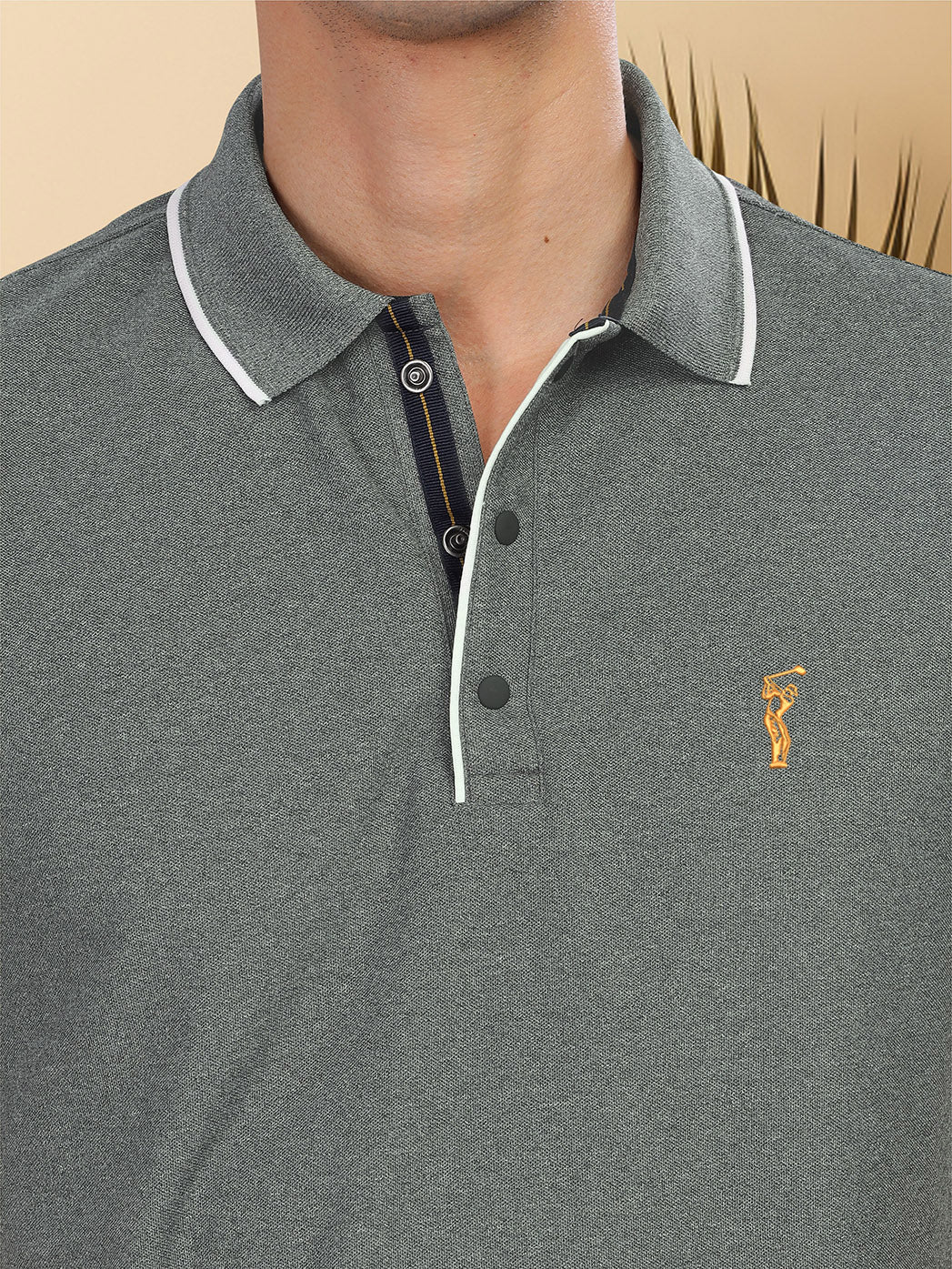 Charcoal Grey Men's Tipping Polo T-Shirt