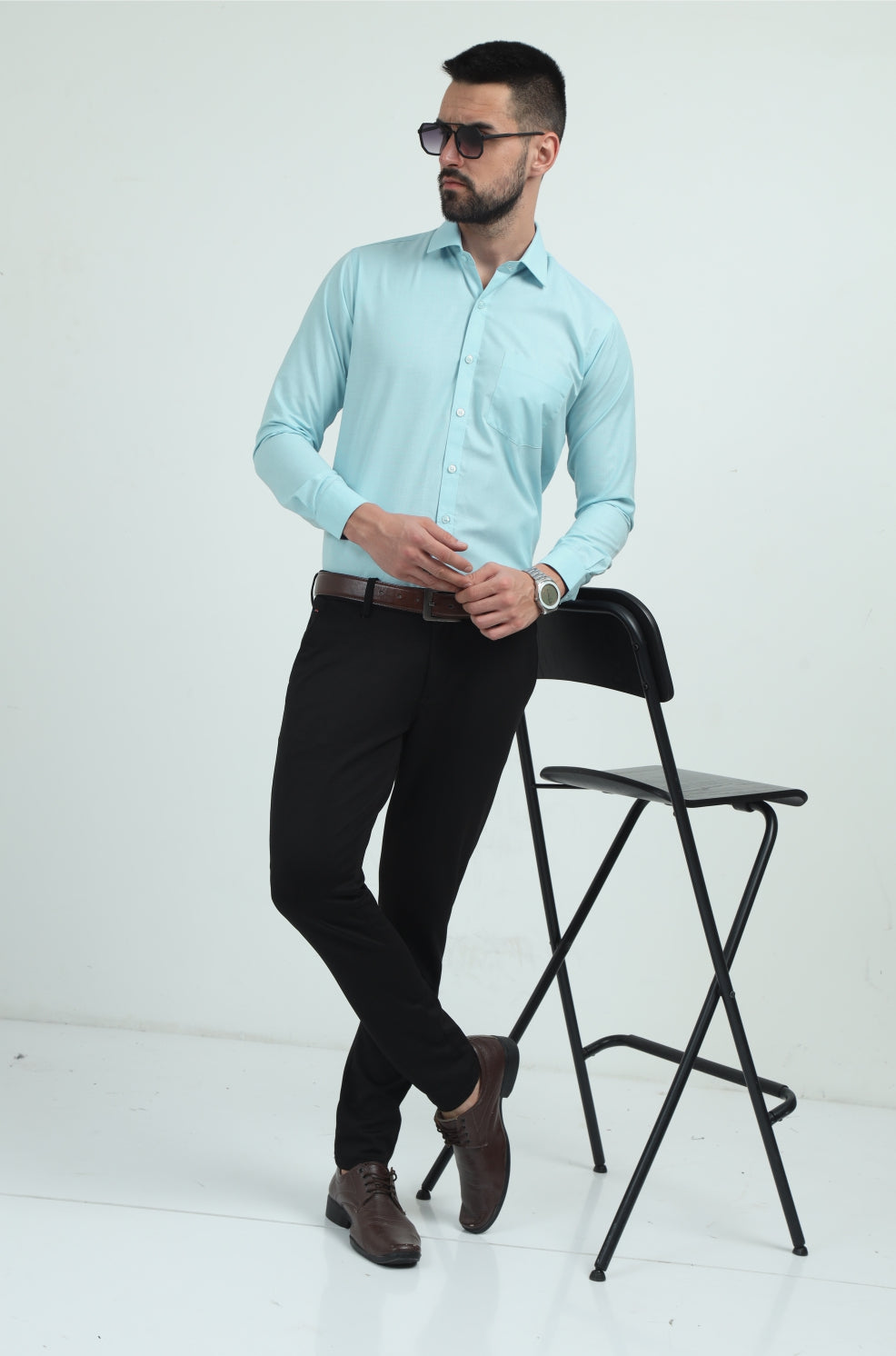 Ice Blue  Men's Premium Filla Fill Office Formals