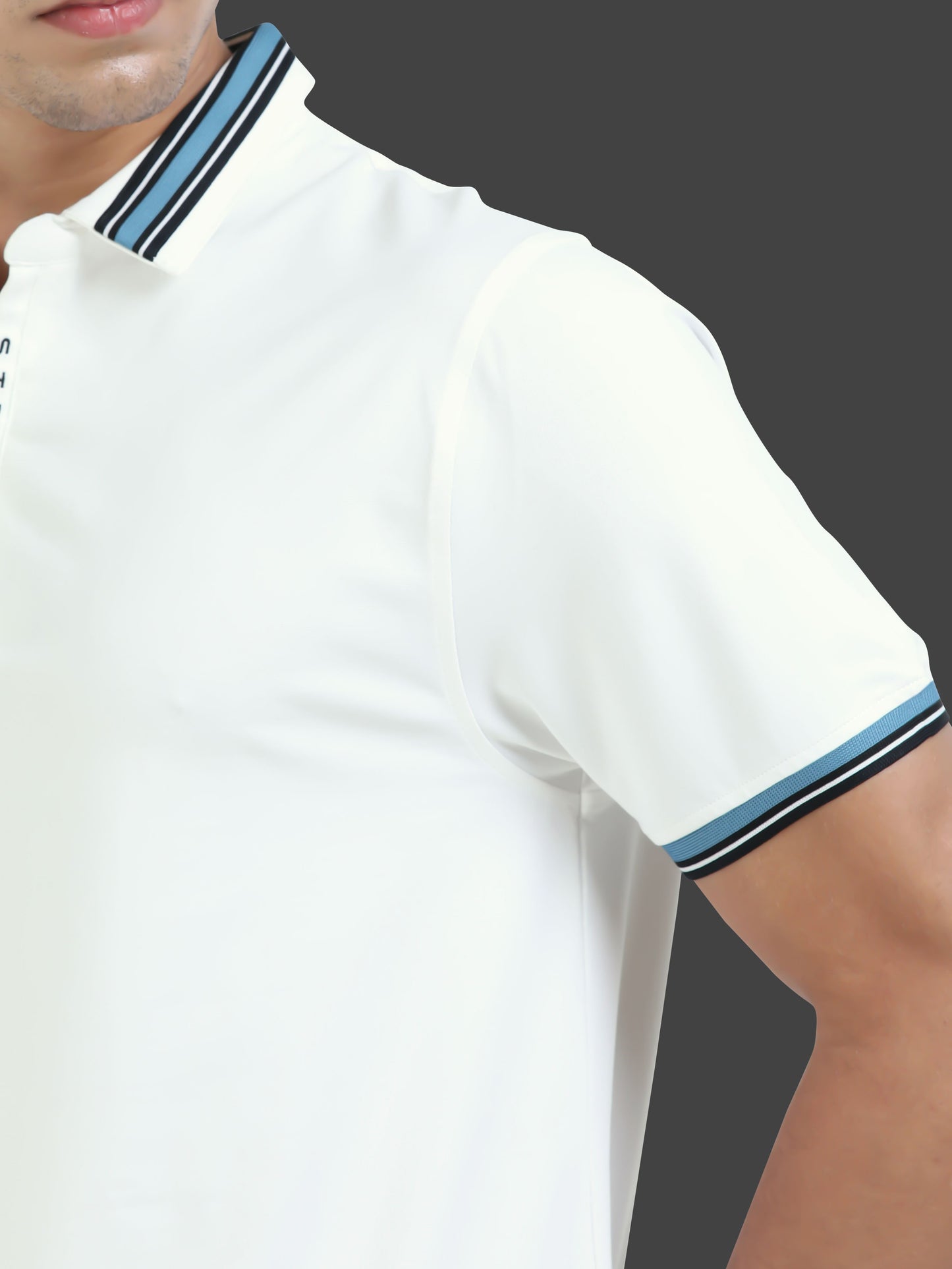 White Men's Zipper Polo T-Shirt | Wrinkle-Free | Quick Dry |  Odour-Free | Stretchable | UV Protected