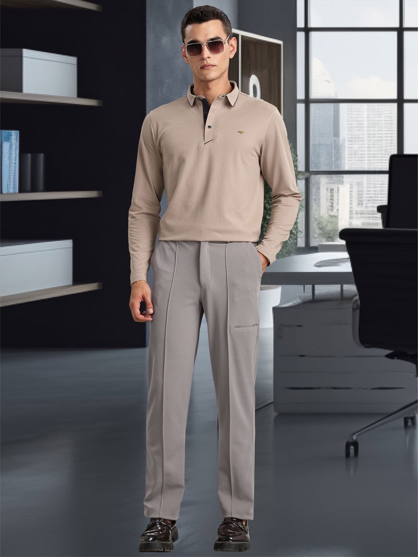 Moose Grey Soft Berry PQ  Full Sleeve T Shirt For Men 