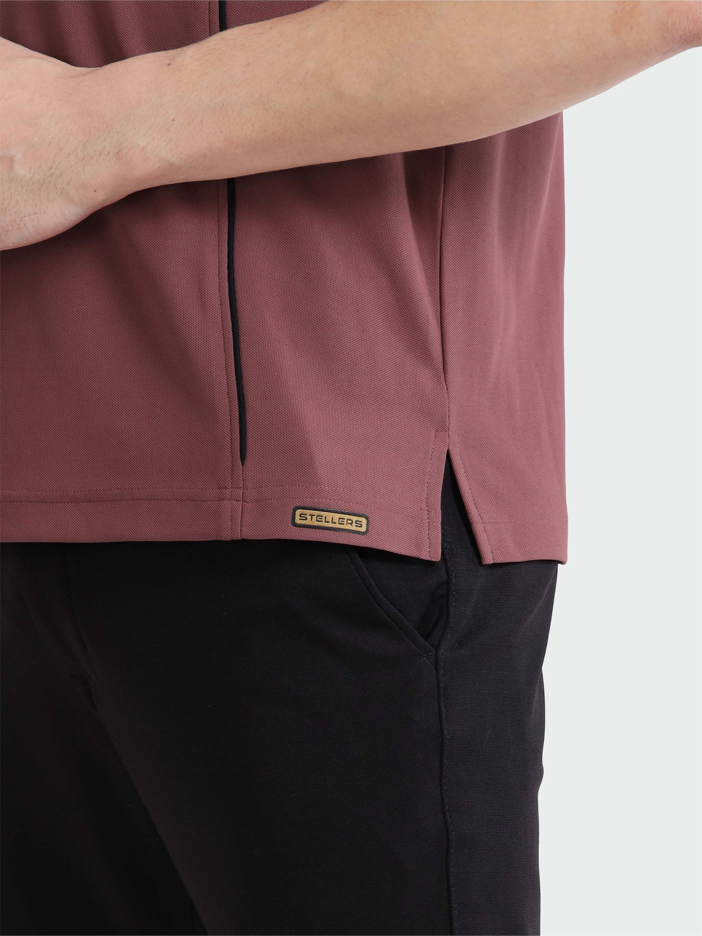 Mauve-Men's Piping Design Polo T-Shirt | Wrinkle-Free | Quick Dry | Stretchable |  Odour-Free | UV Protected