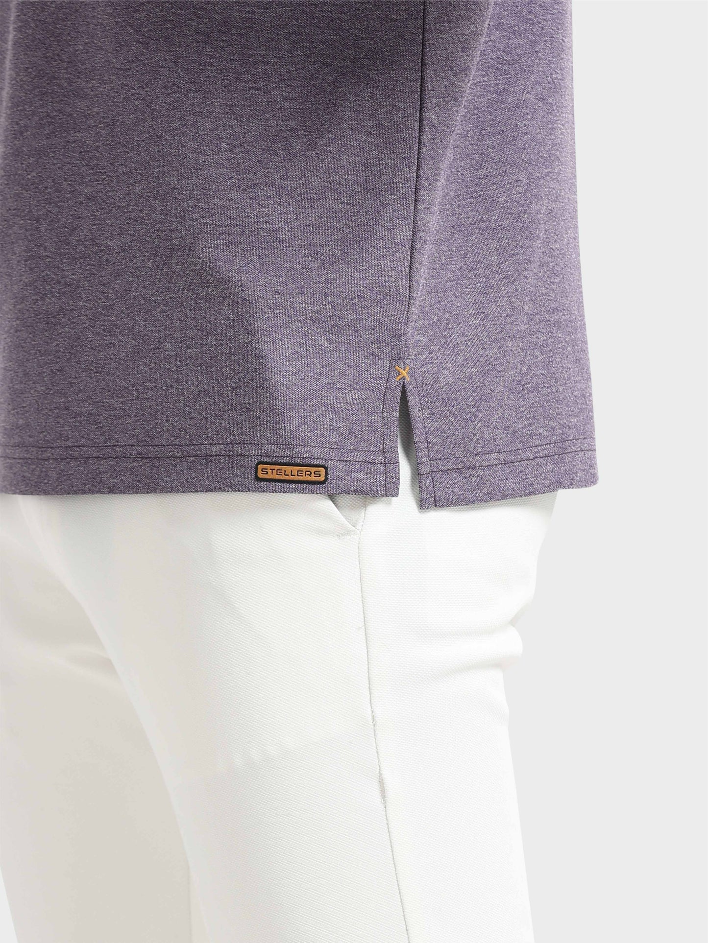 Purple Melange Zipper Full Sleeve Polo Tshirt For Men