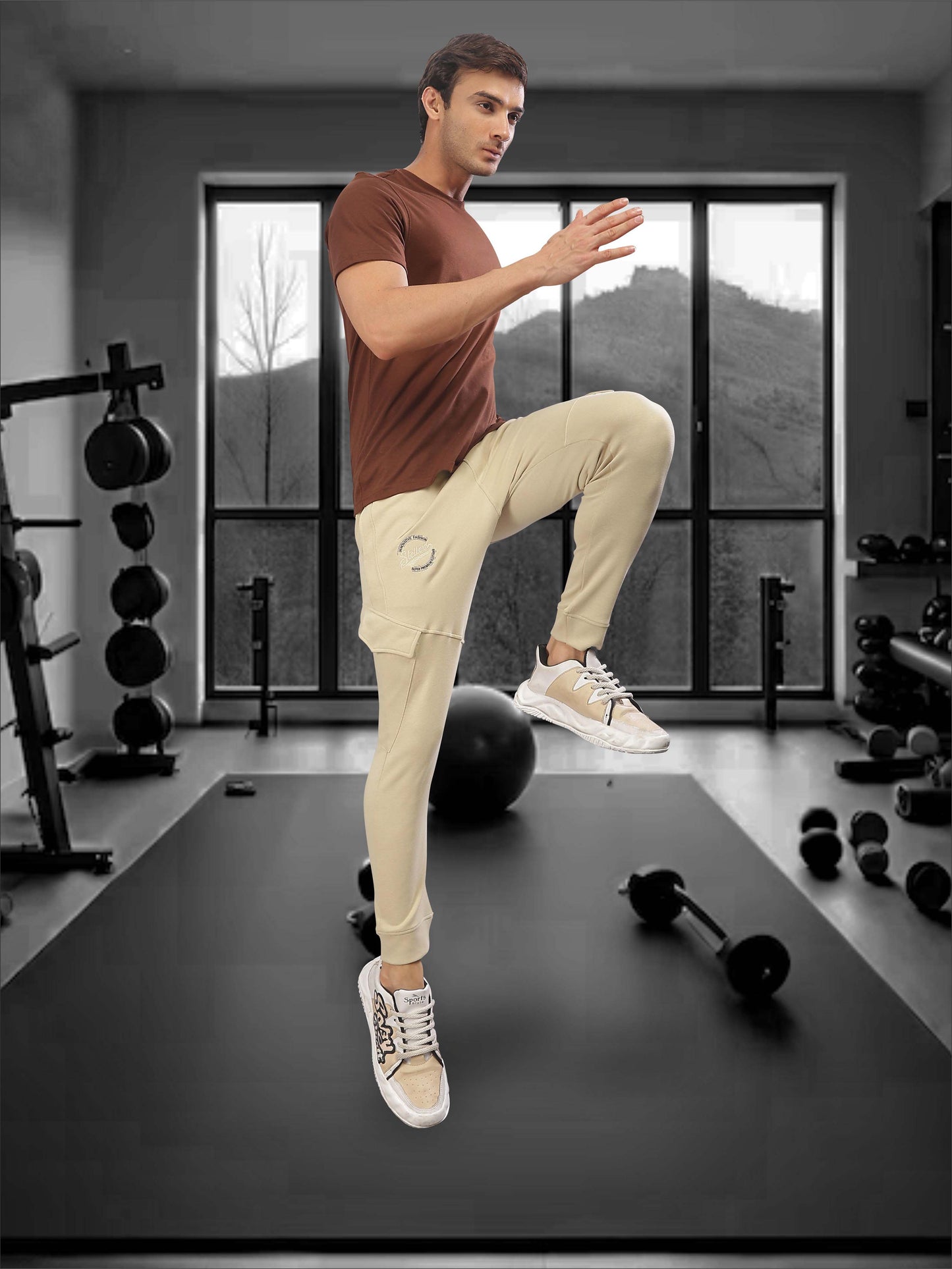 Beige Men's Track Pant