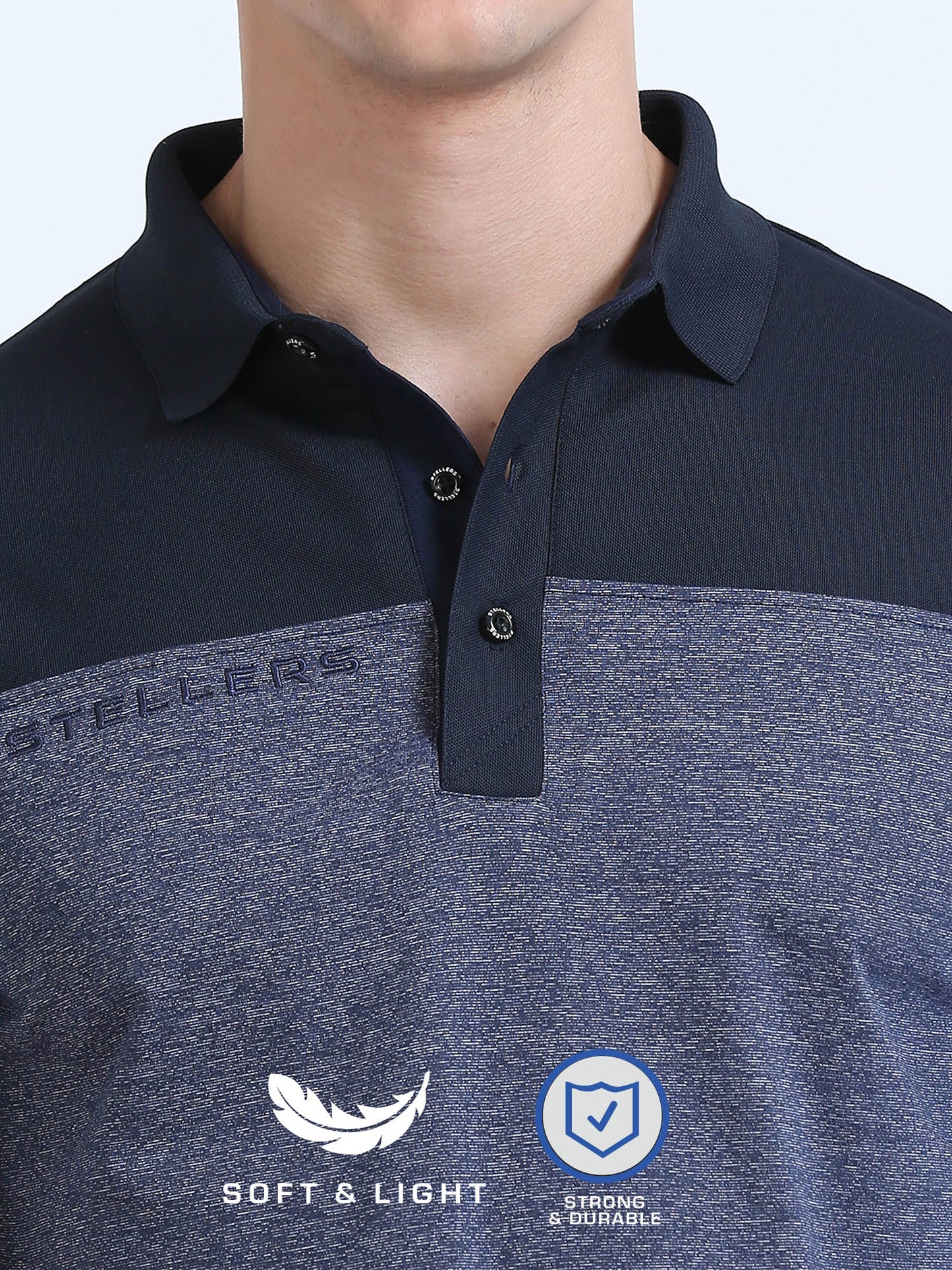 Navy Blue Men's T-Cross Polo T-Shirt | Quick Dry | Stretchable | UV Protected | Wrinkle & Odour-Free