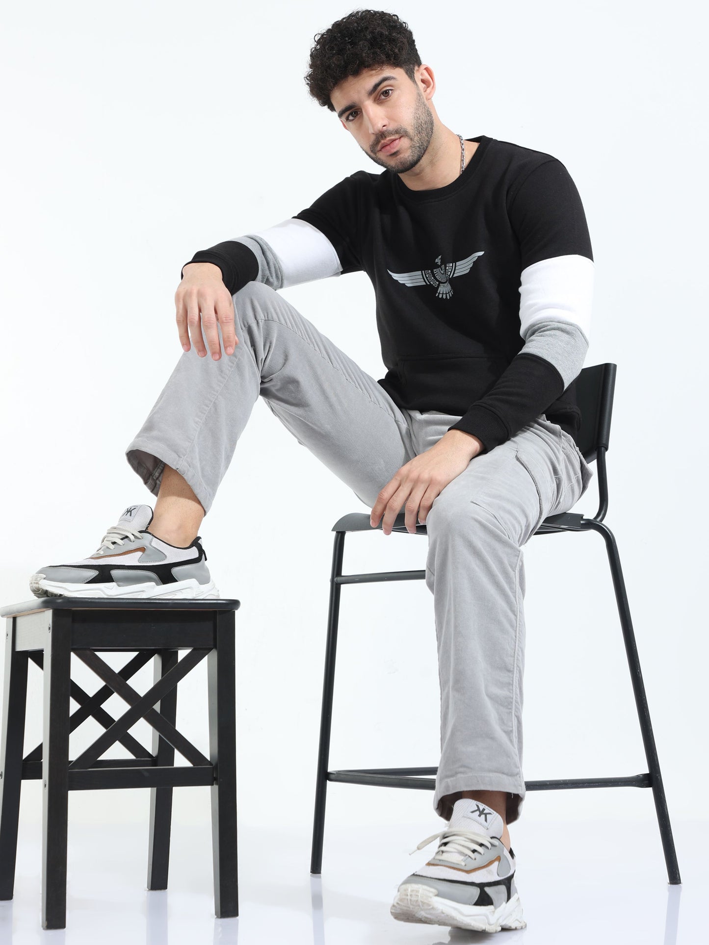  Black Men's Crew Neck Sweatshirt