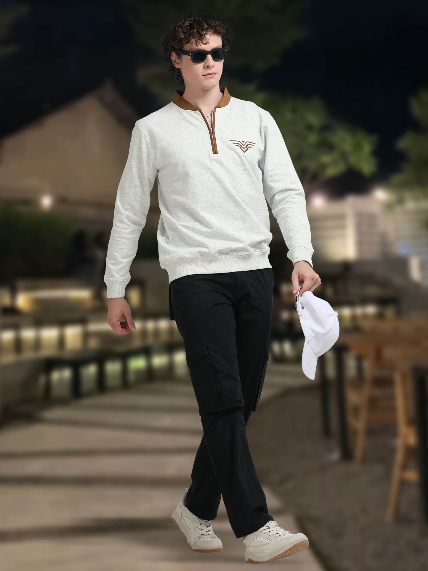 Chinese Collar Half Zipper Sweatshirt for Men