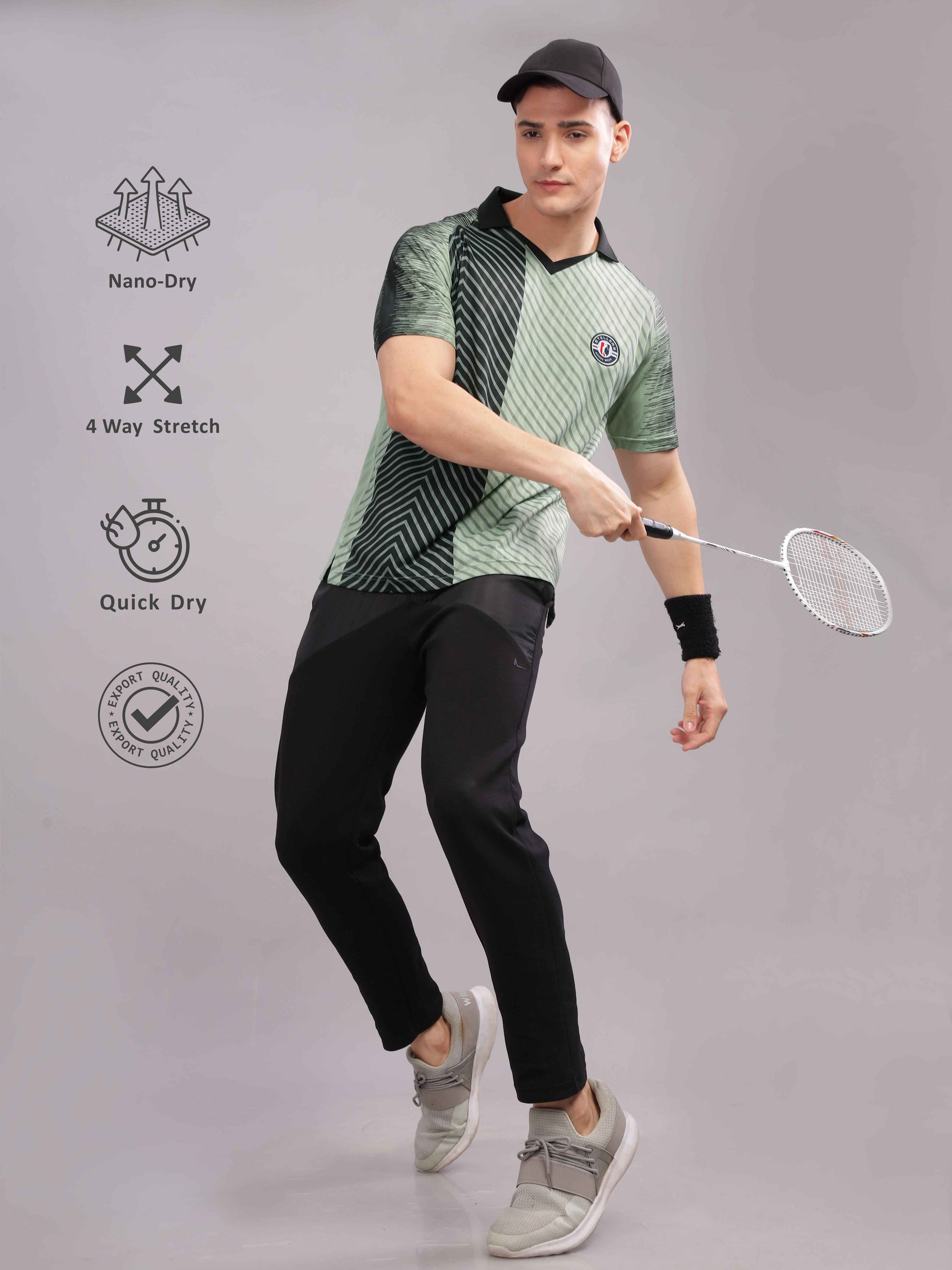 Green Men’s Printed Active Wear T Shirts for Men