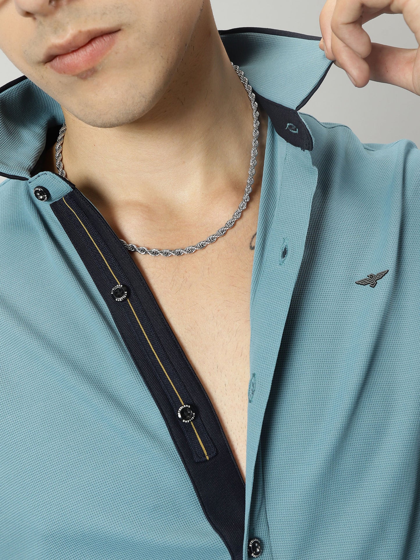 Men's Premium Knitted Shirts-Nile Blue