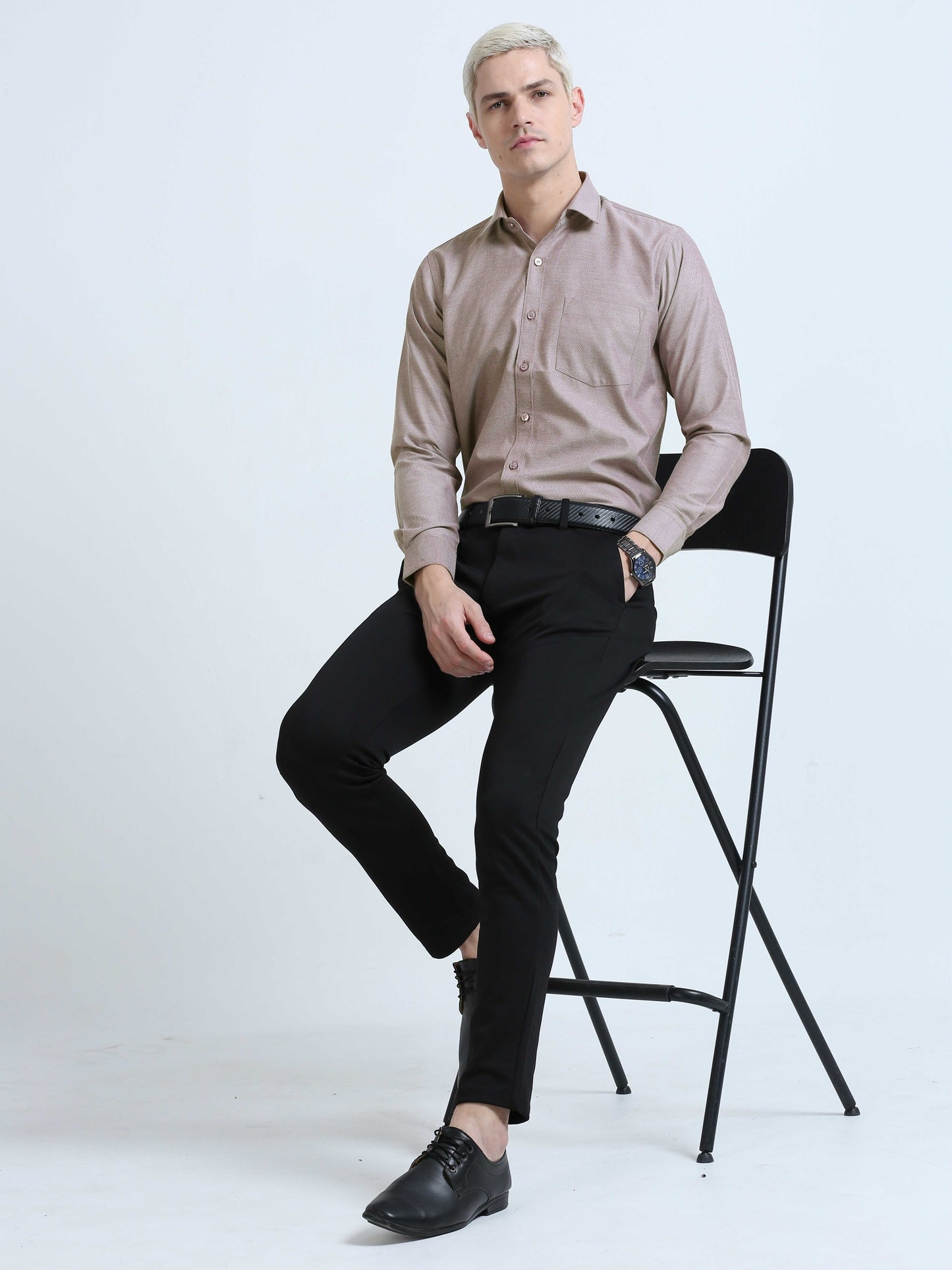 Wine Strom Oxford Formal Shirt for Men 