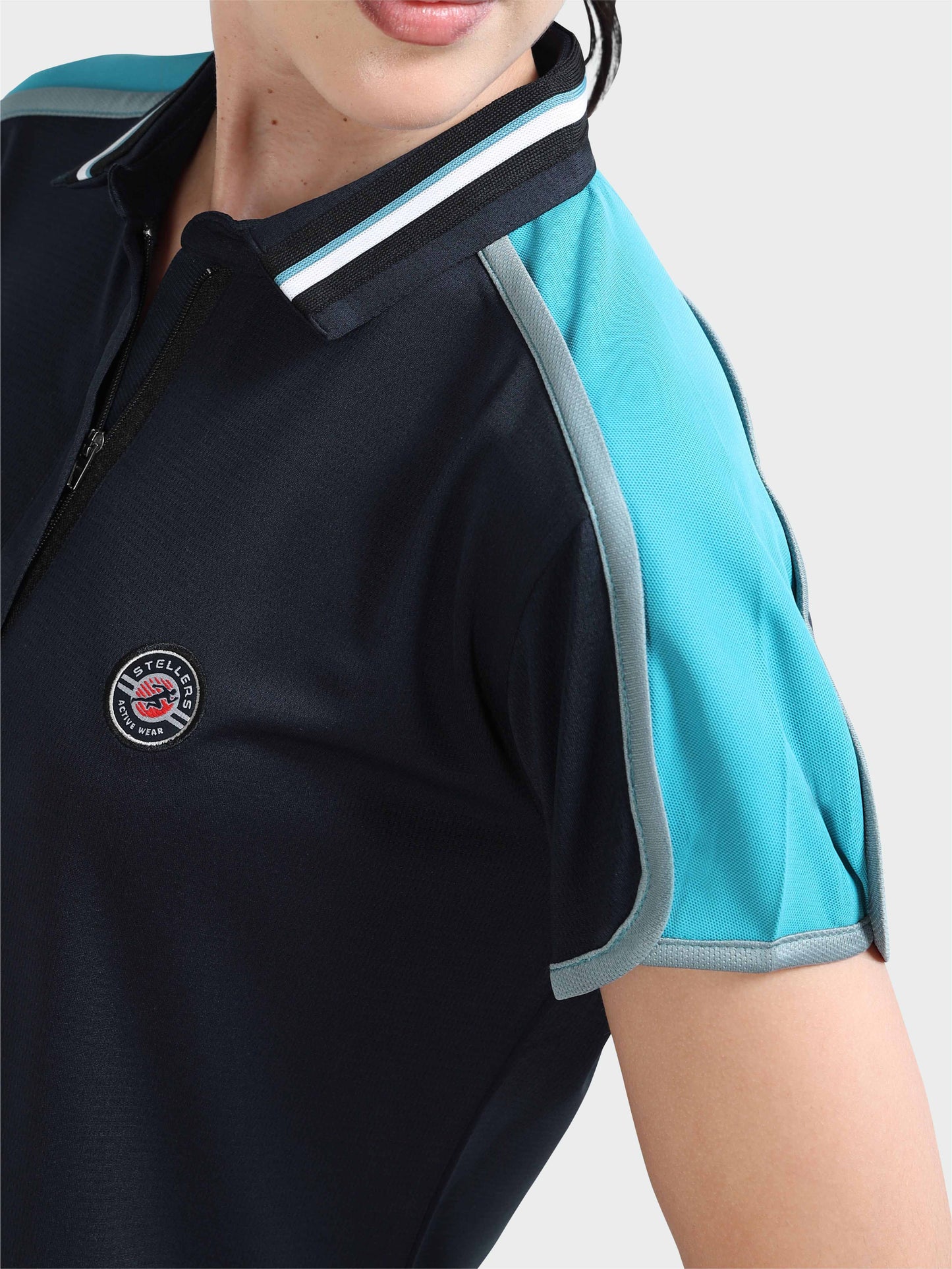 Women Active Wear Zipper Polo T-shirt | Premium Cotton  | Stretchable   |  Feather touch feel  |  Sustainable  |  Breathable | Light Weight