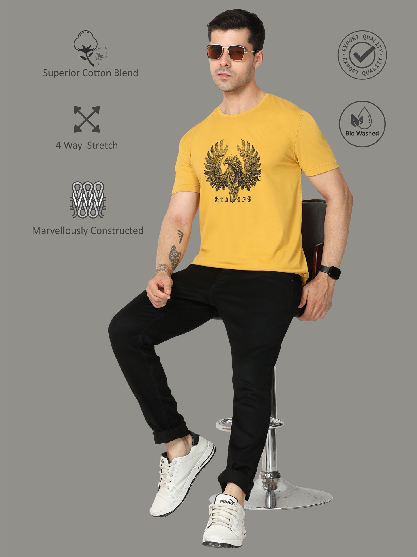 Mustard Warrior Men’s Crew Neck T Shirt