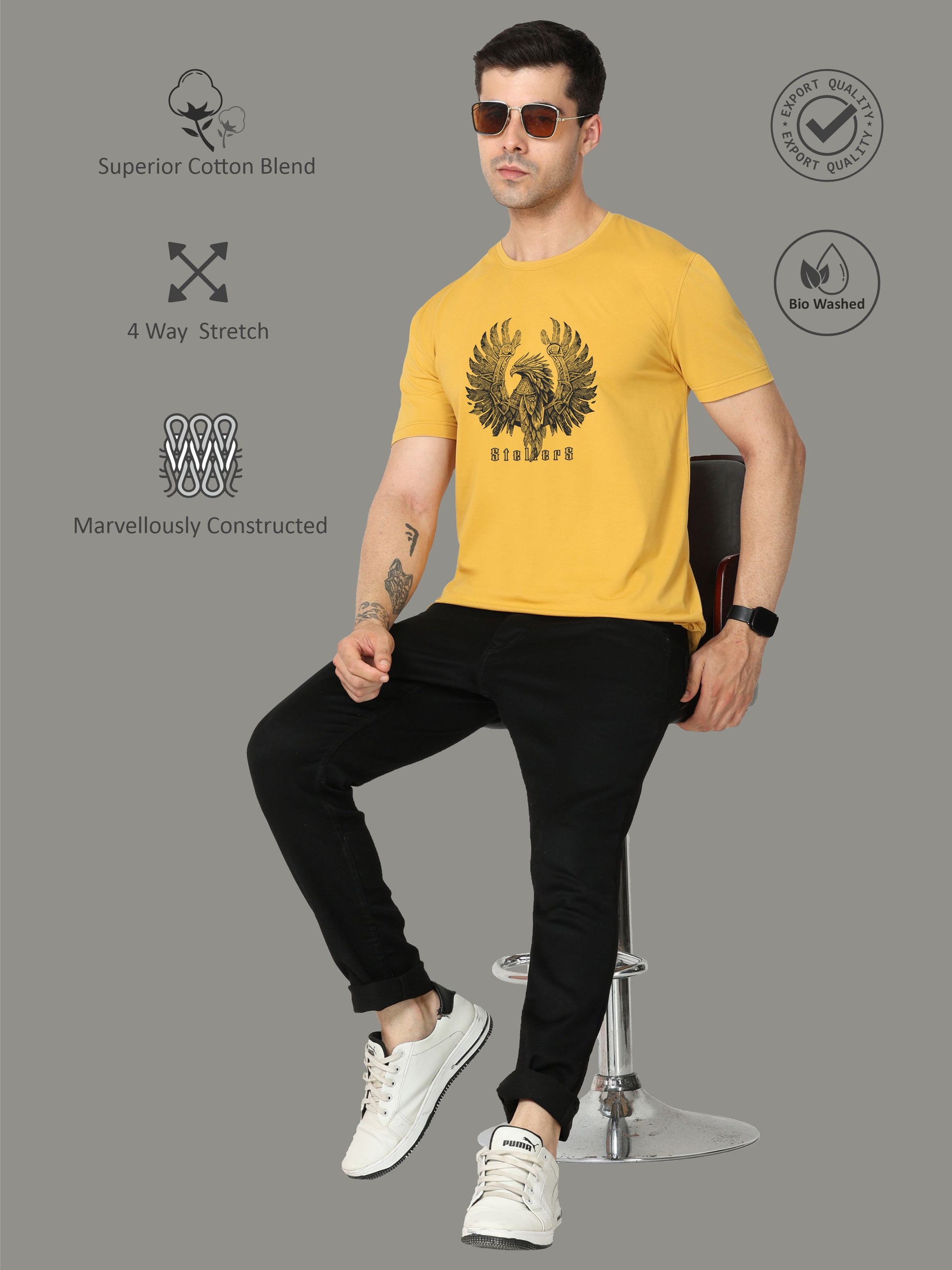 Mustard Warrior Men’s Crew Neck T Shirt