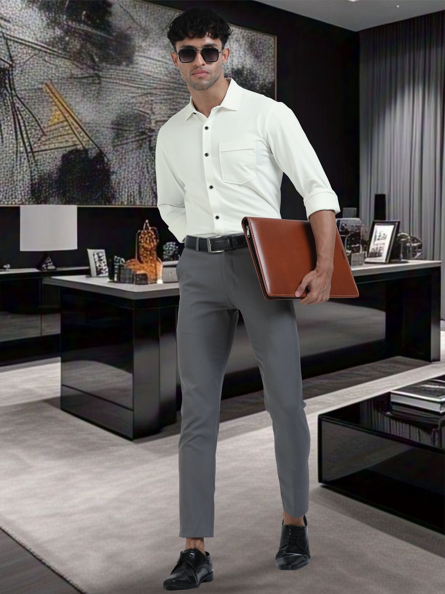 STELLERS Premium Cotton Formal Shirt - White | Stretchable | Wrinkle Free | Quick Dry | Feather Touch Feel