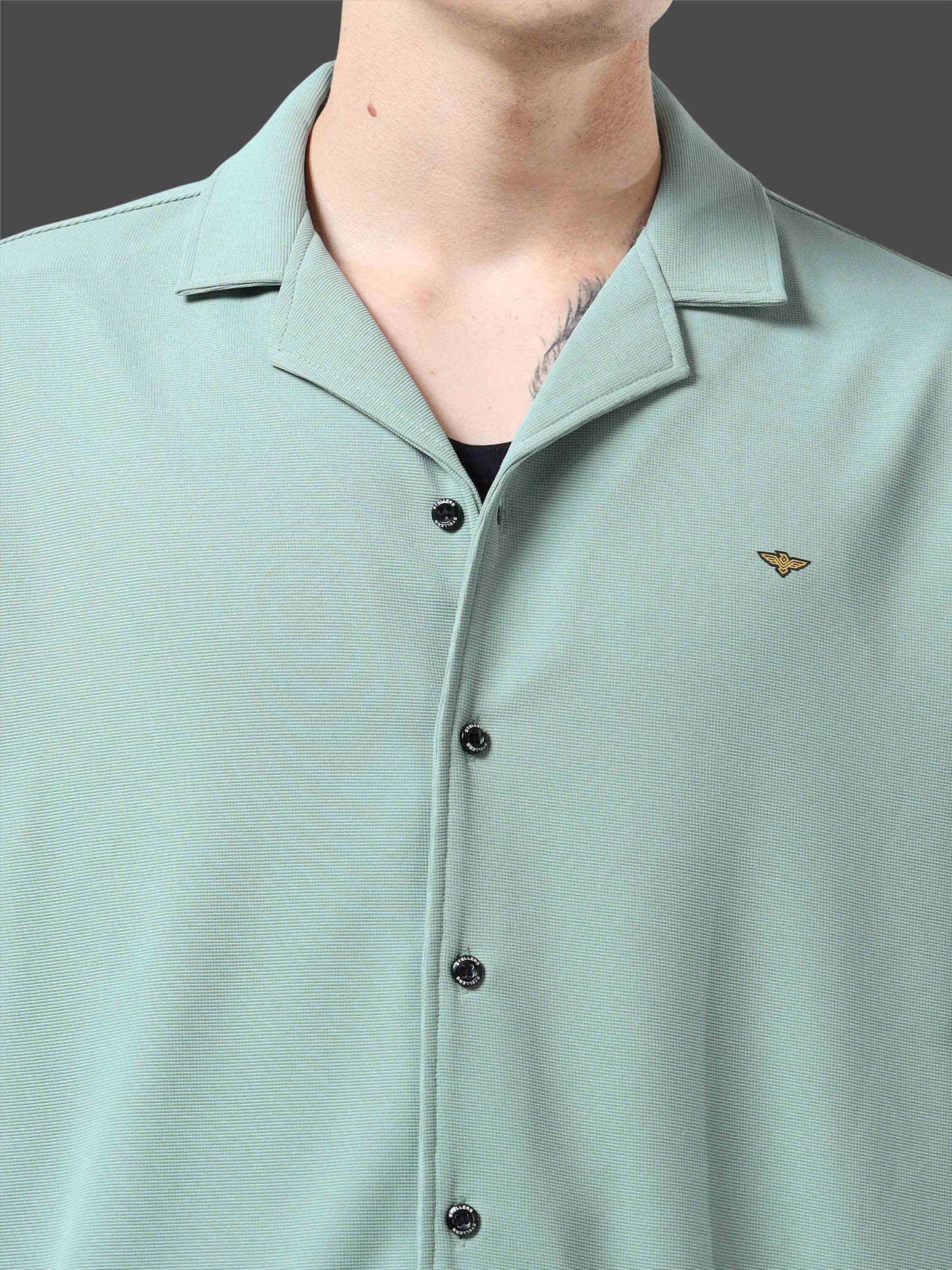 Men Relaxed Fit Co-ord Set Misty-Green | Wrinkle Free | Stretchable | Feather Touch Feel | Breathable