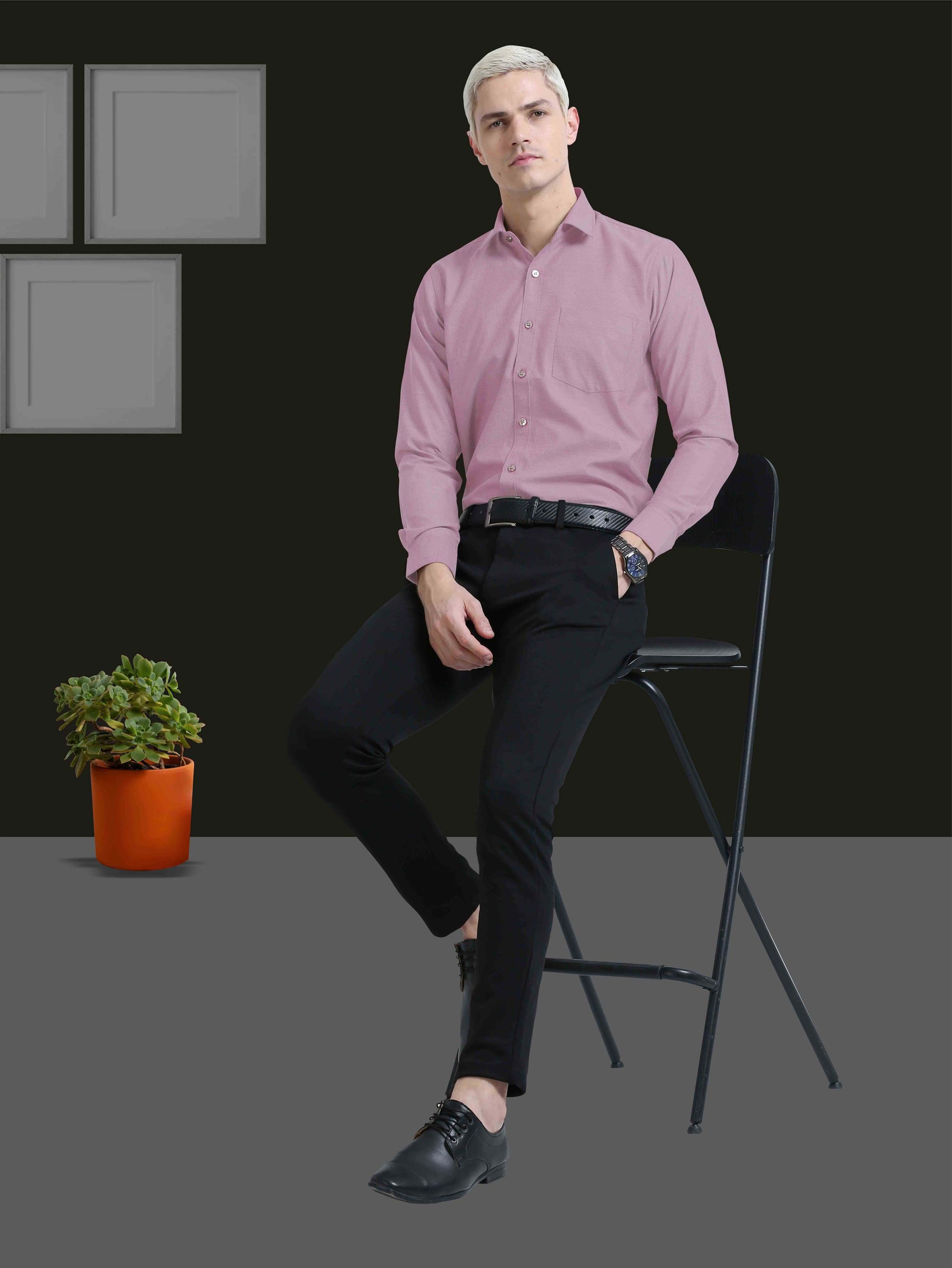 Pink Oxford Formal Shirts for Men