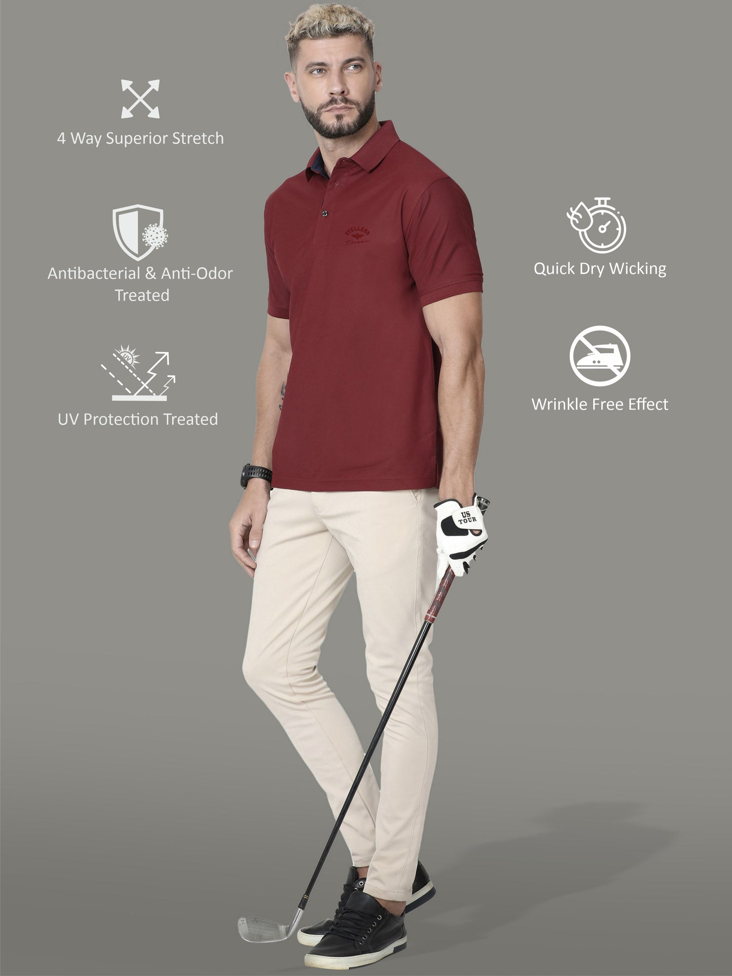 Maroon Classic Golf Polo T-Shirt
