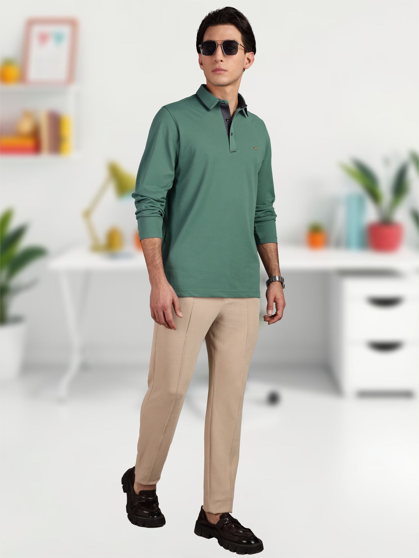 Green Soft Berry PQ Full Sleeve Polo T Shirt